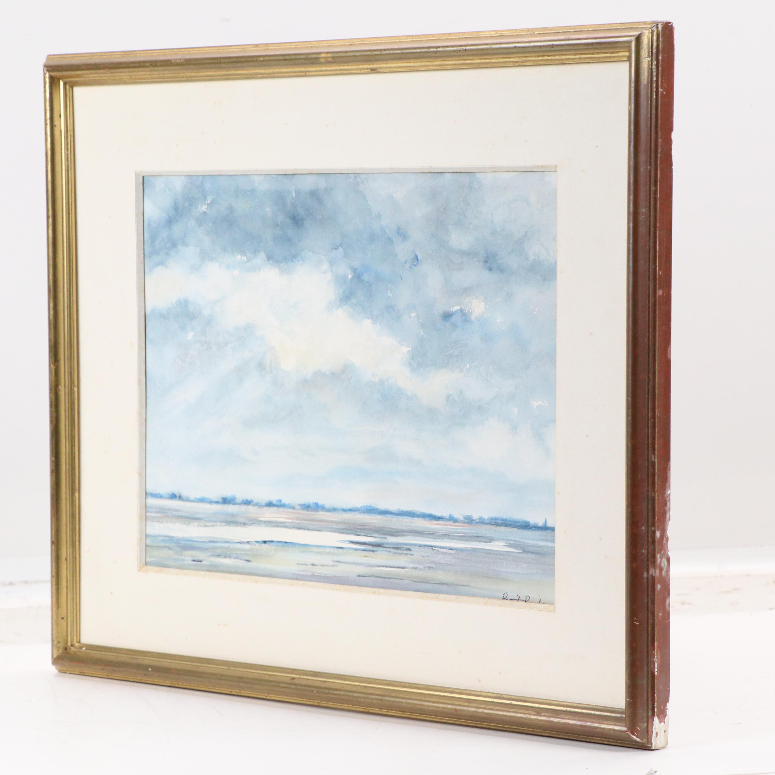 Paul Petit Watercolor Painting "Baie de Somme," Early 20th Century