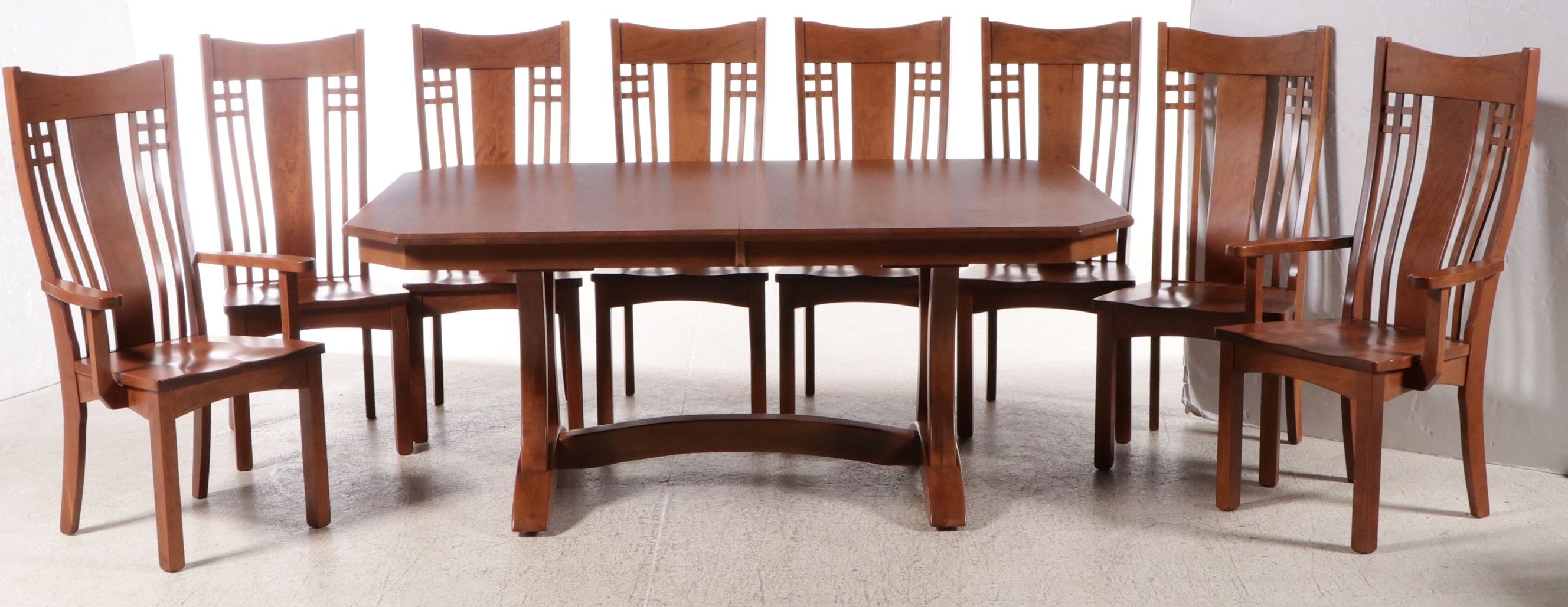 Craftsman Style Nine-Piece Walnut Dining Set
