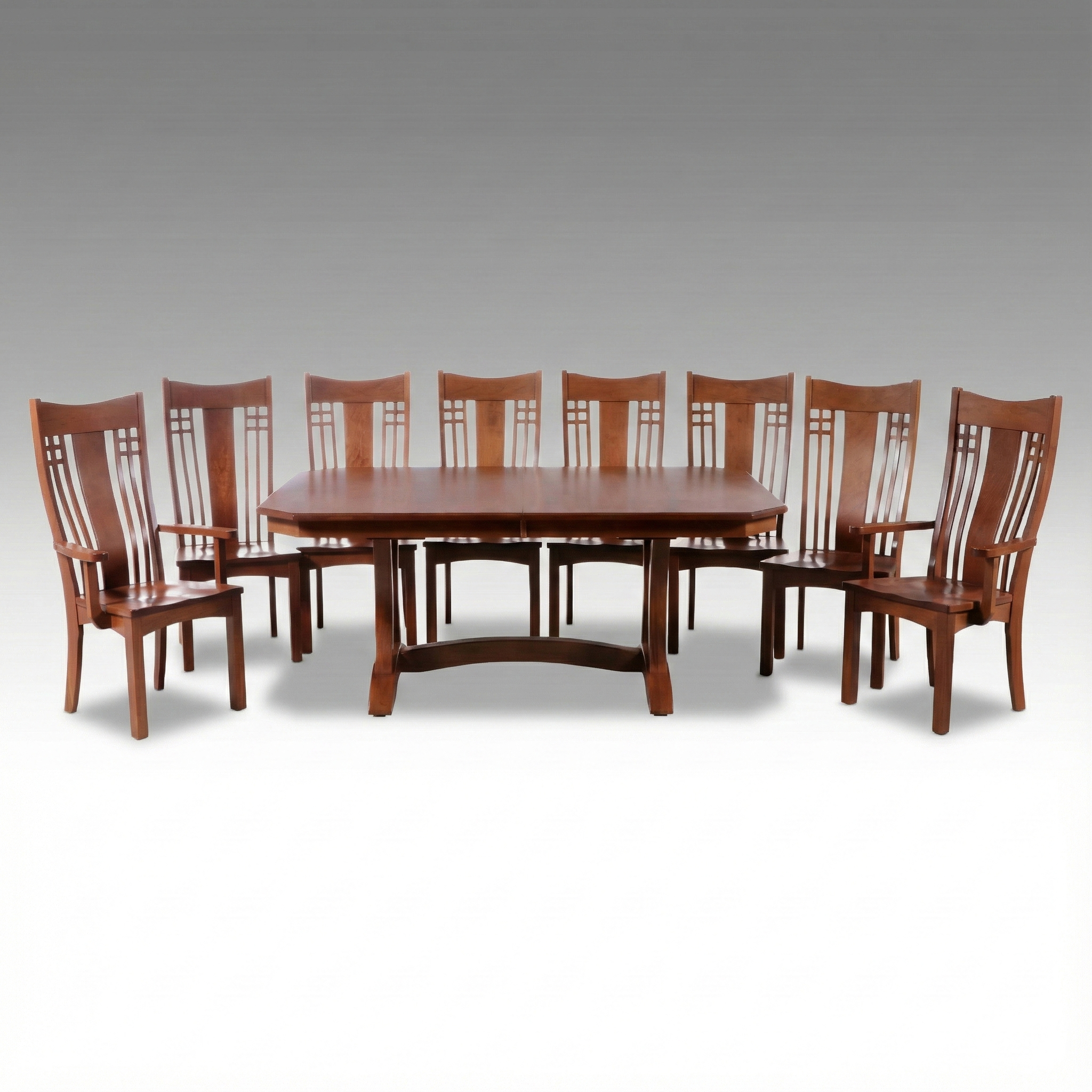 Craftsman Style Nine-Piece Walnut Dining Set