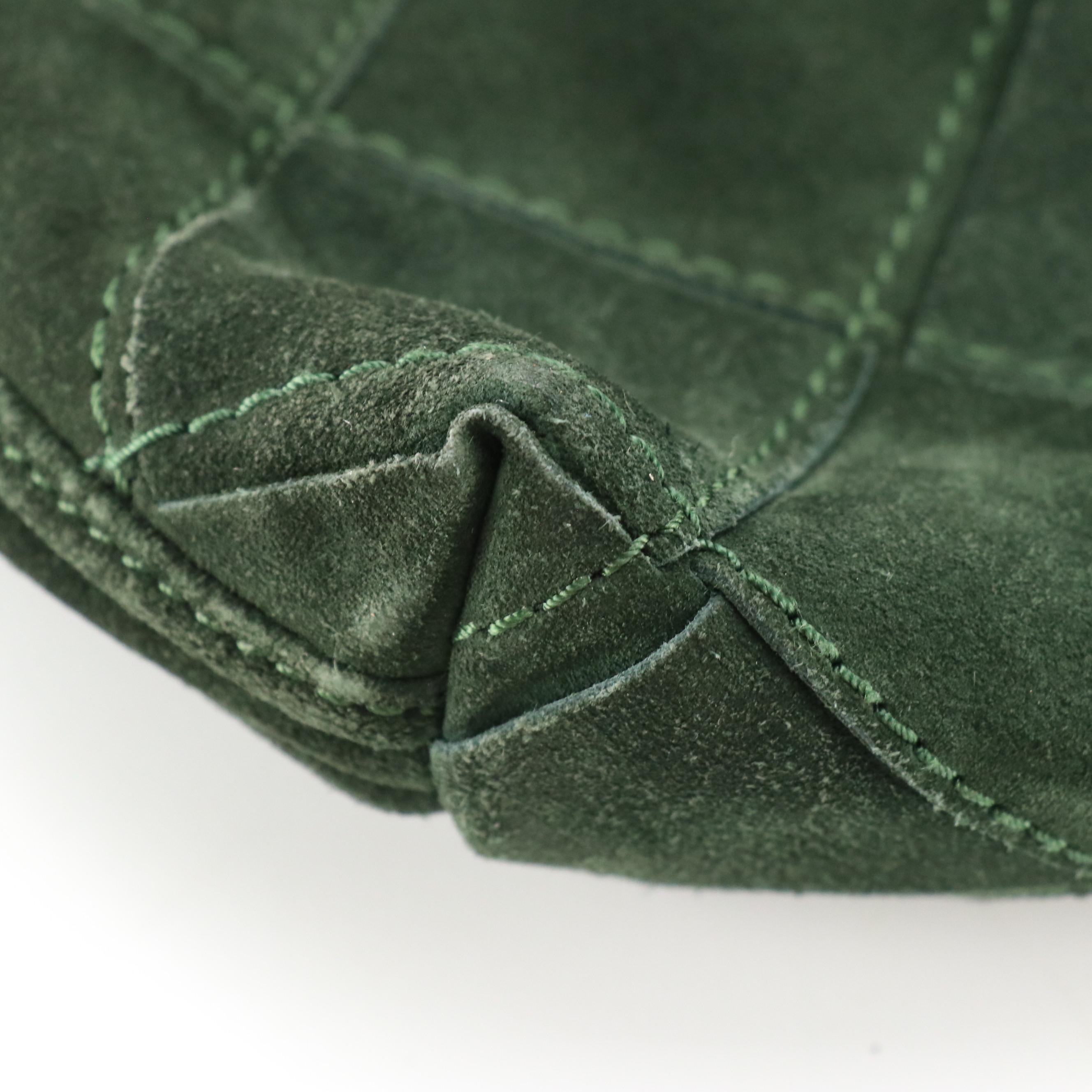 Bottega Veneta Dark Green Suede Leather Maxi Intrecciato Crossbody Bag