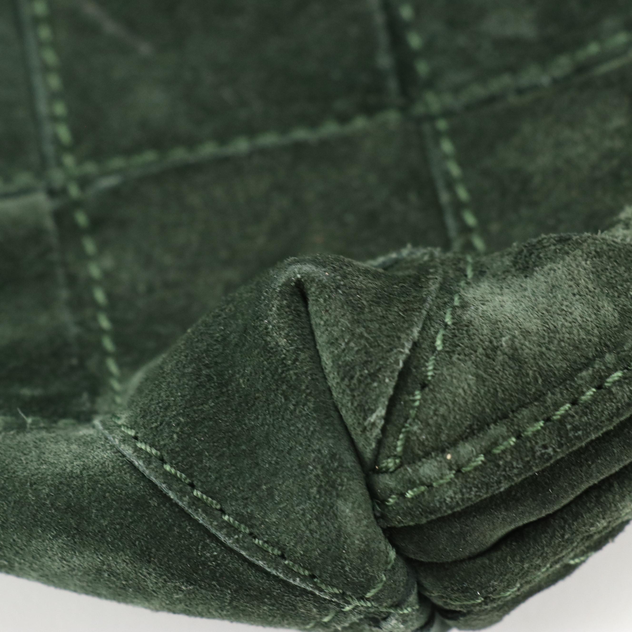 Bottega Veneta Dark Green Suede Leather Maxi Intrecciato Crossbody Bag