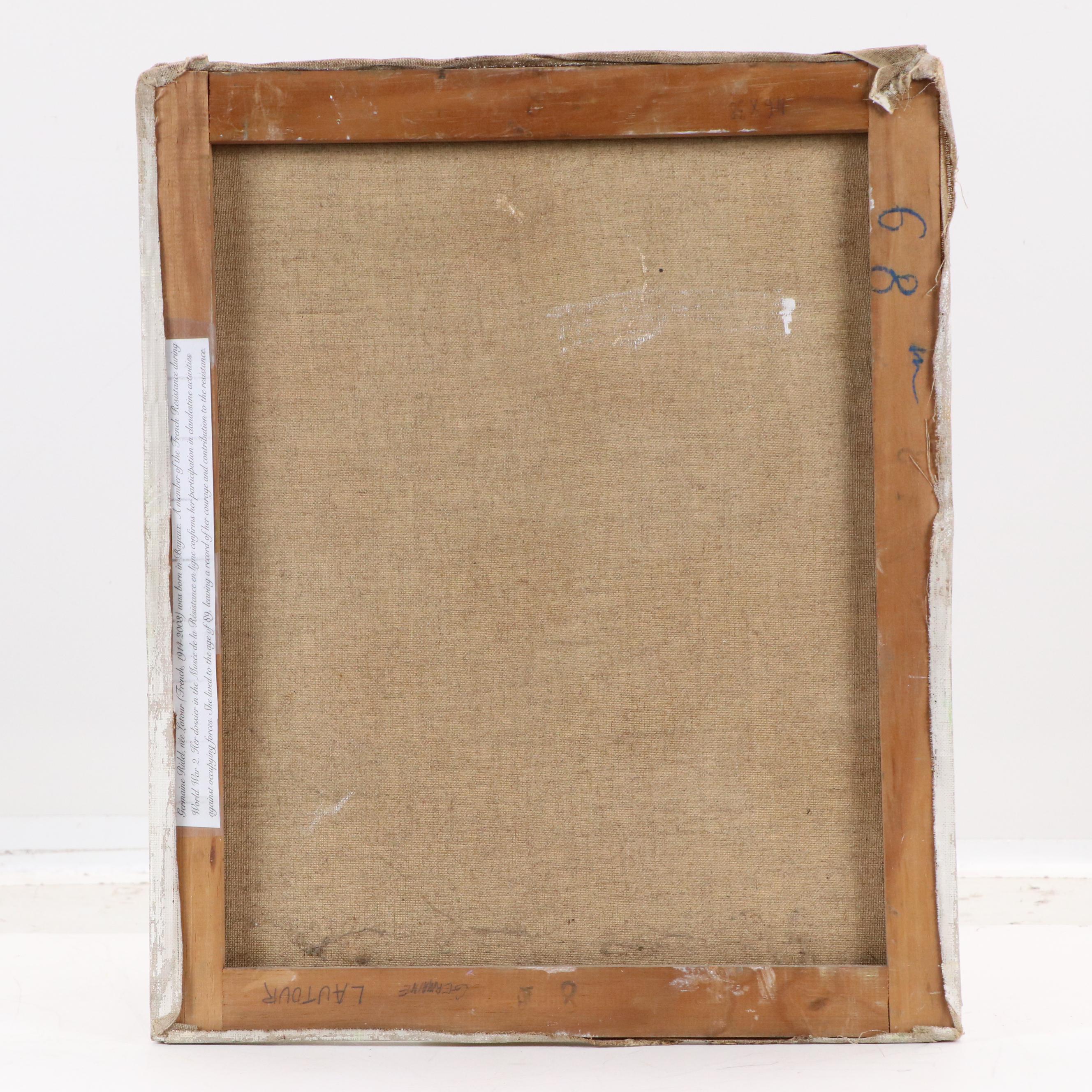 Germaine Lautour Oil Painting of Vase with Tulips, Mid-20th Century