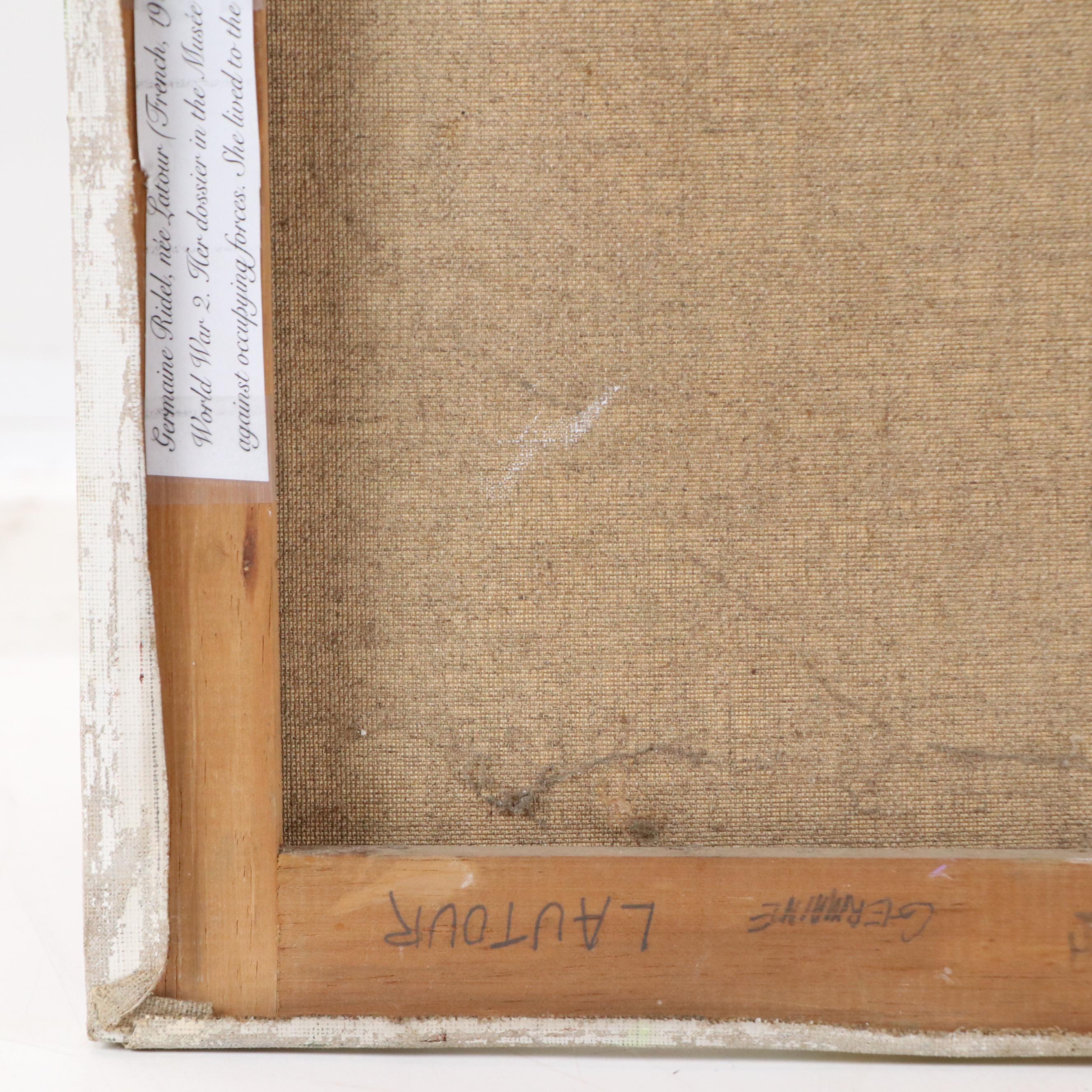 Germaine Lautour Oil Painting of Vase with Tulips, Mid-20th Century