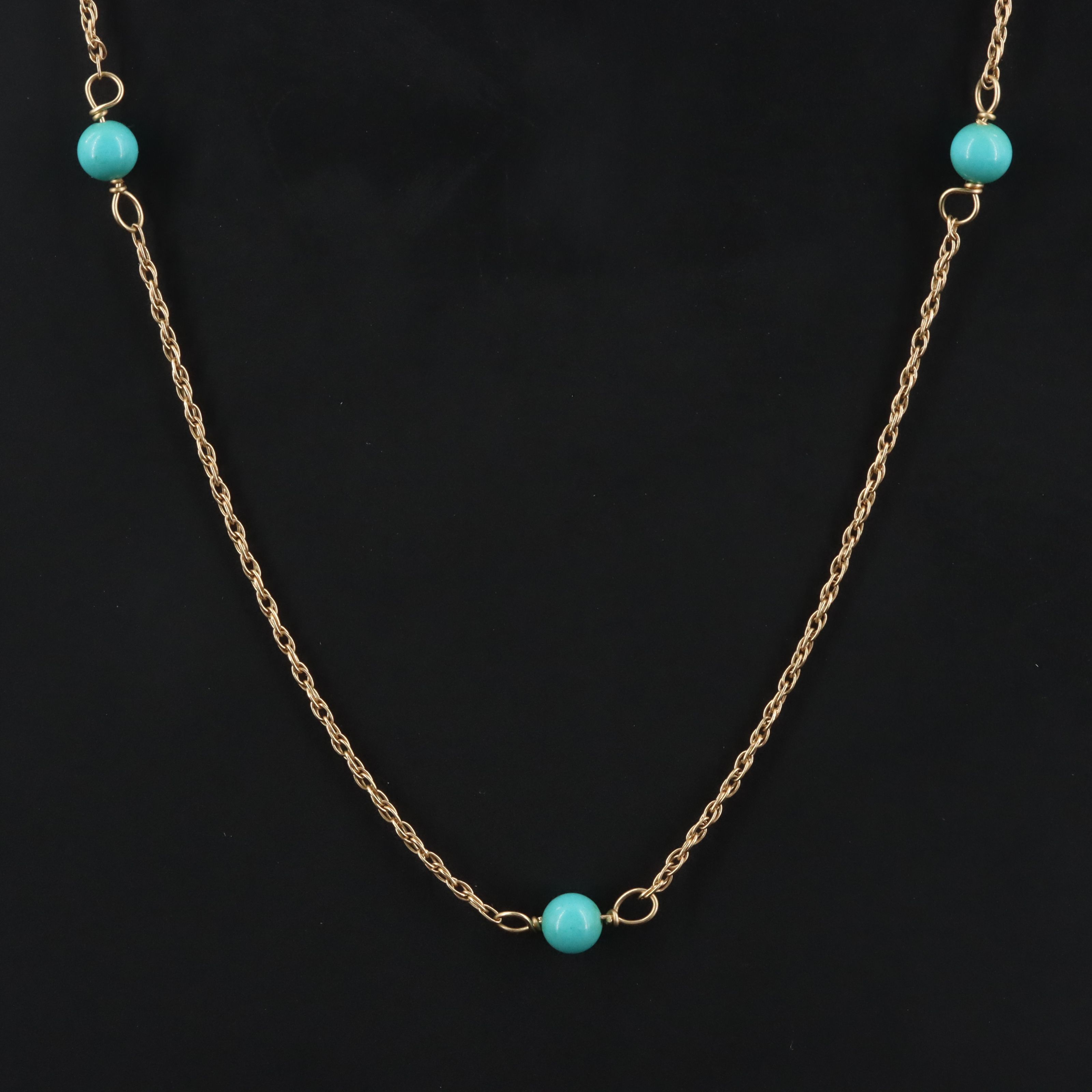 Antique 14K Turquoise Necklace