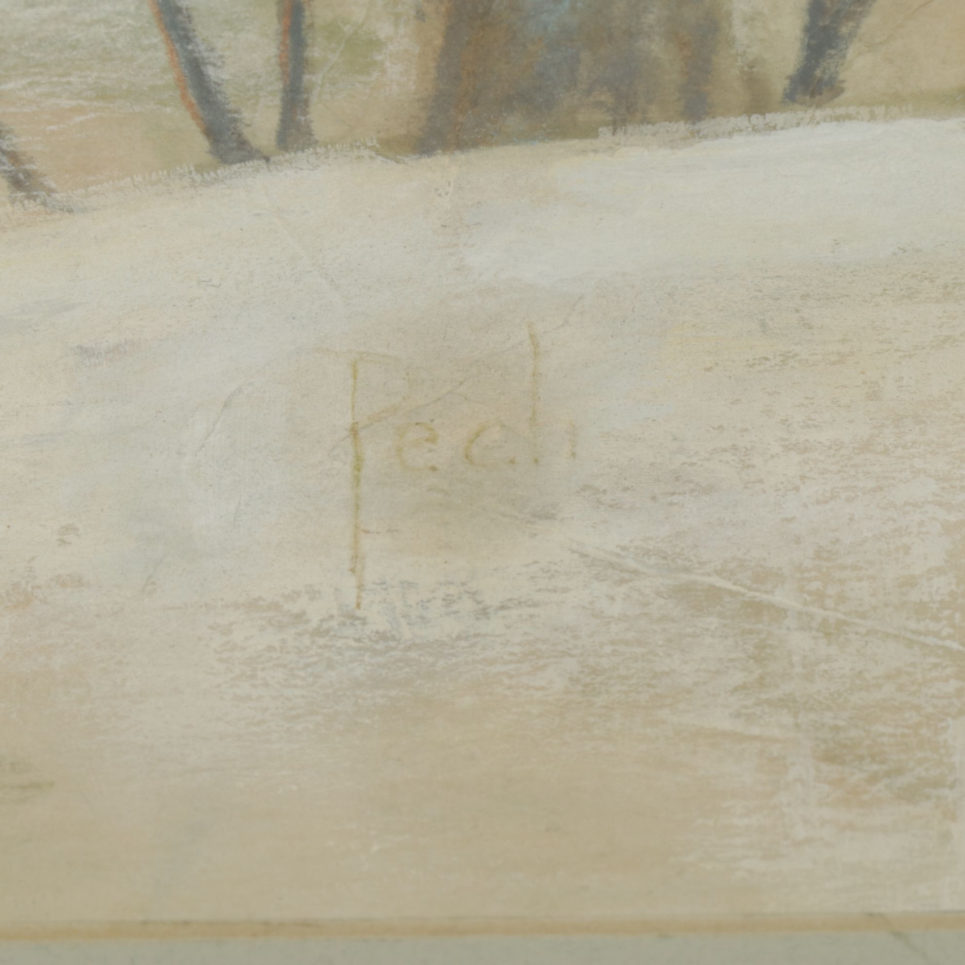 Mary Louise Pech Mixed Media Landscape Painting, Mid to Late 20th Century