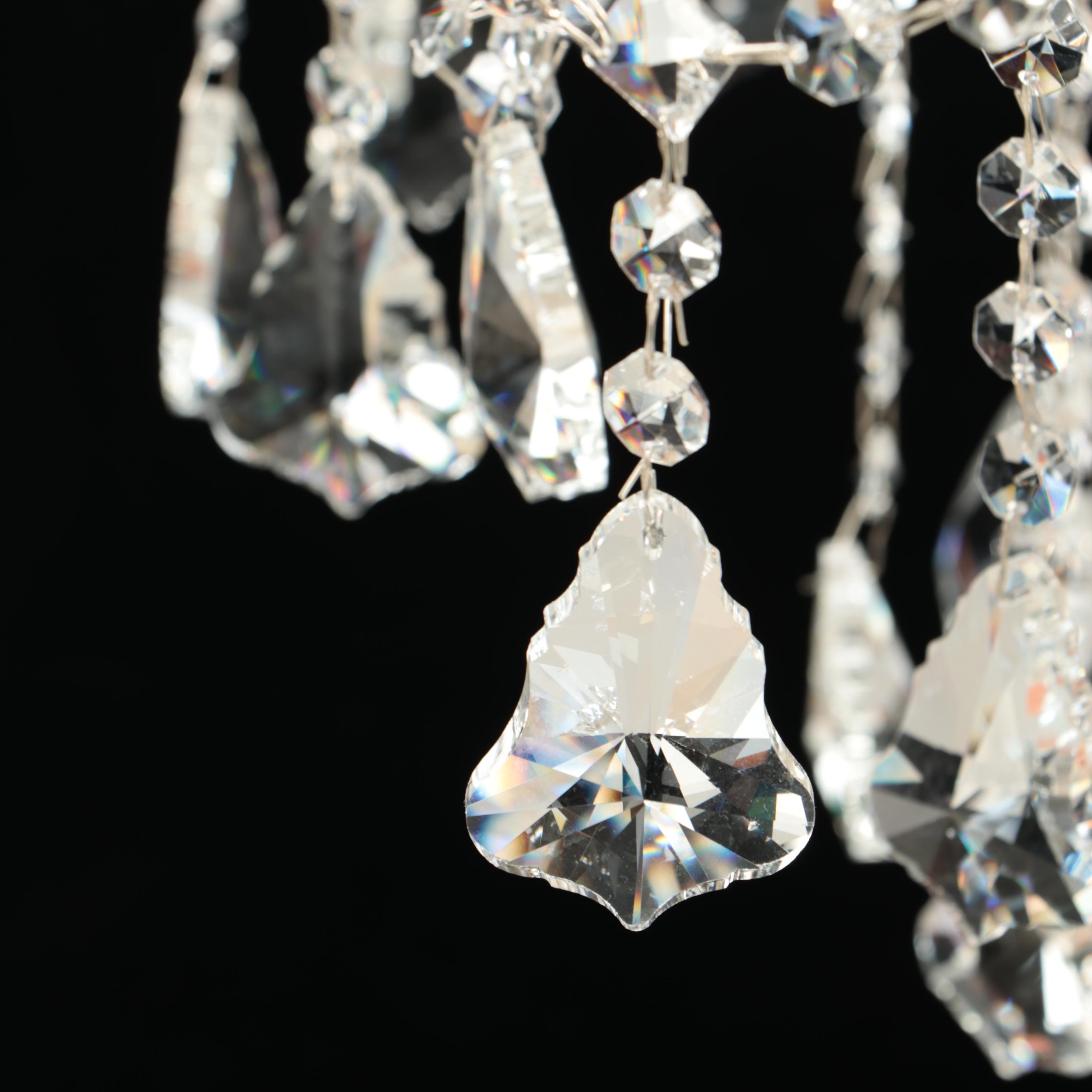 Baroque Revival Style Eight-Arm Metal and Crystal Chandelier