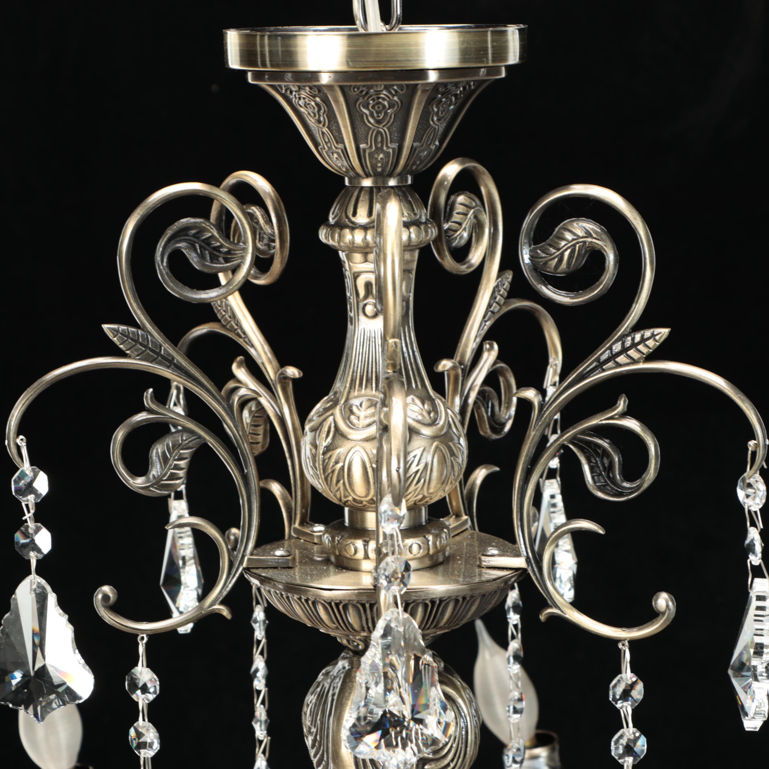Baroque Revival Style Eight-Arm Metal and Crystal Chandelier