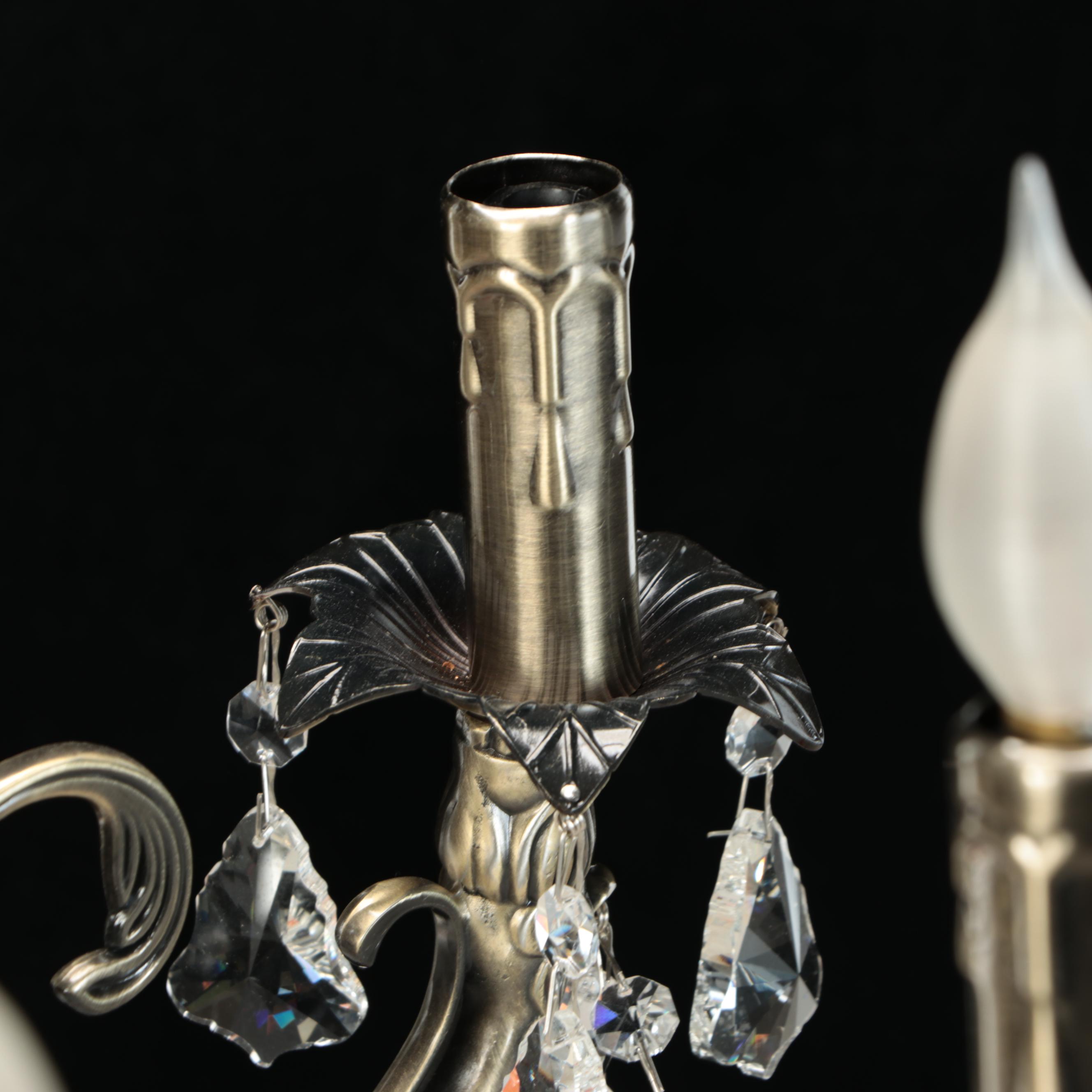 Baroque Revival Style Eight-Arm Metal and Crystal Chandelier