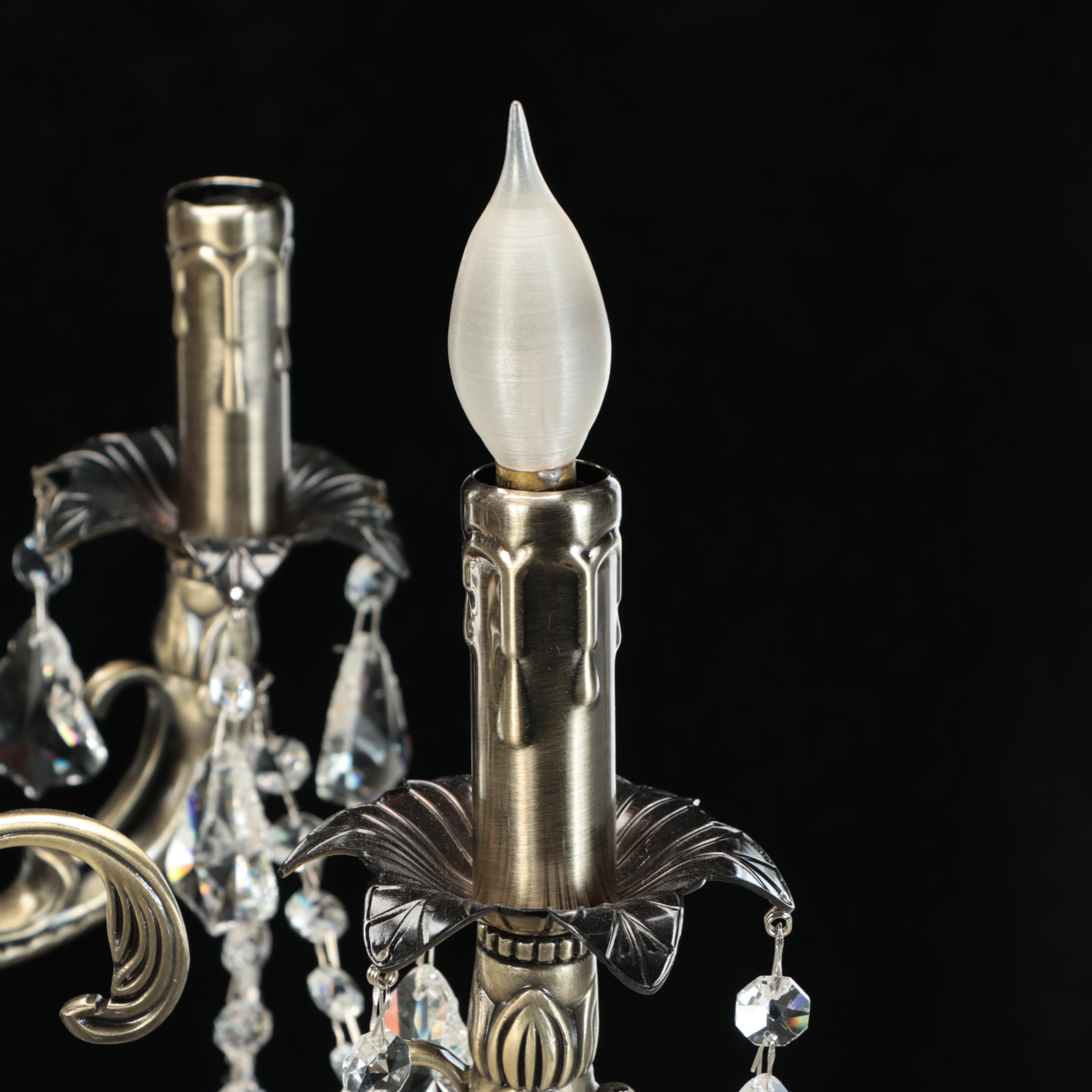 Baroque Revival Style Eight-Arm Metal and Crystal Chandelier