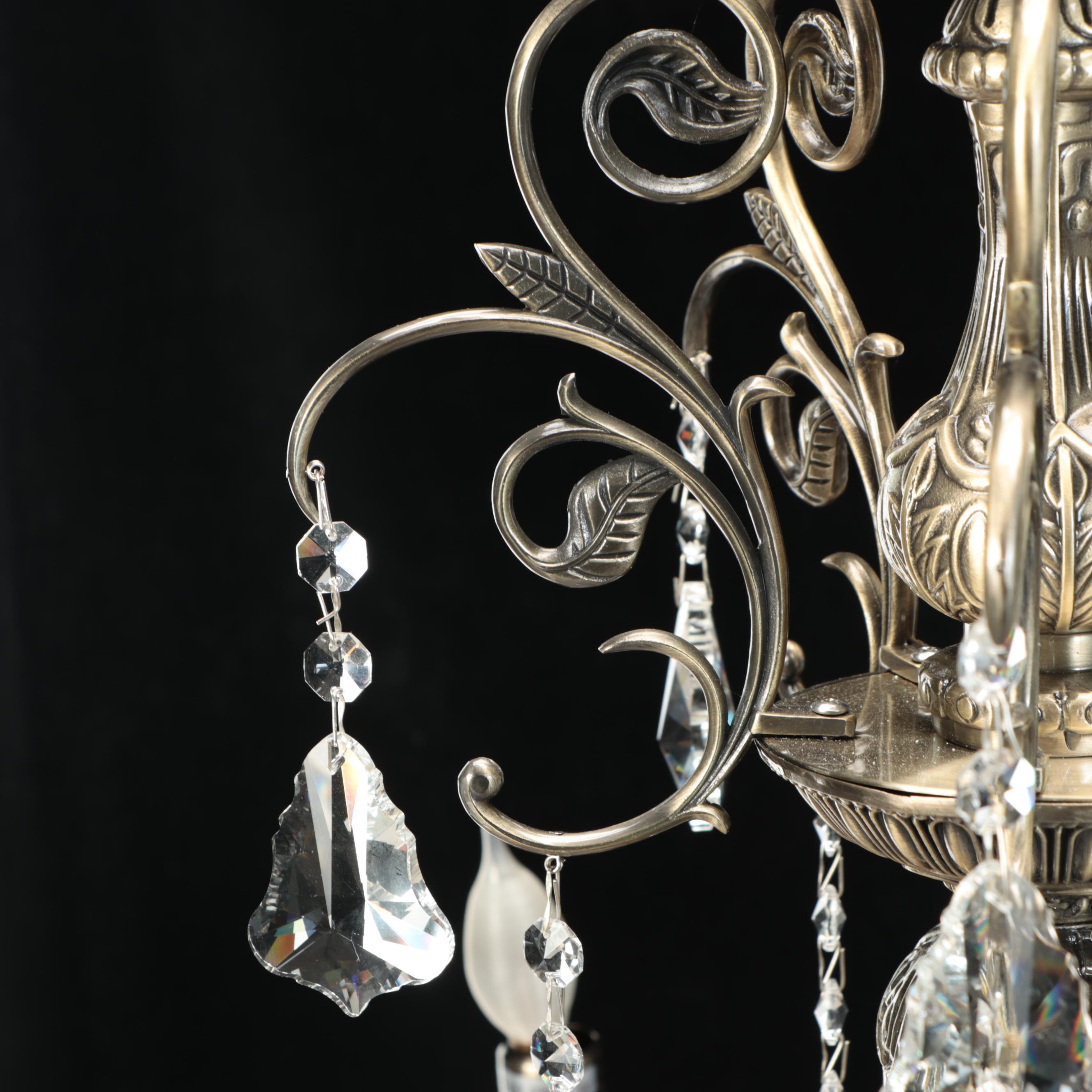 Baroque Revival Style Eight-Arm Metal and Crystal Chandelier