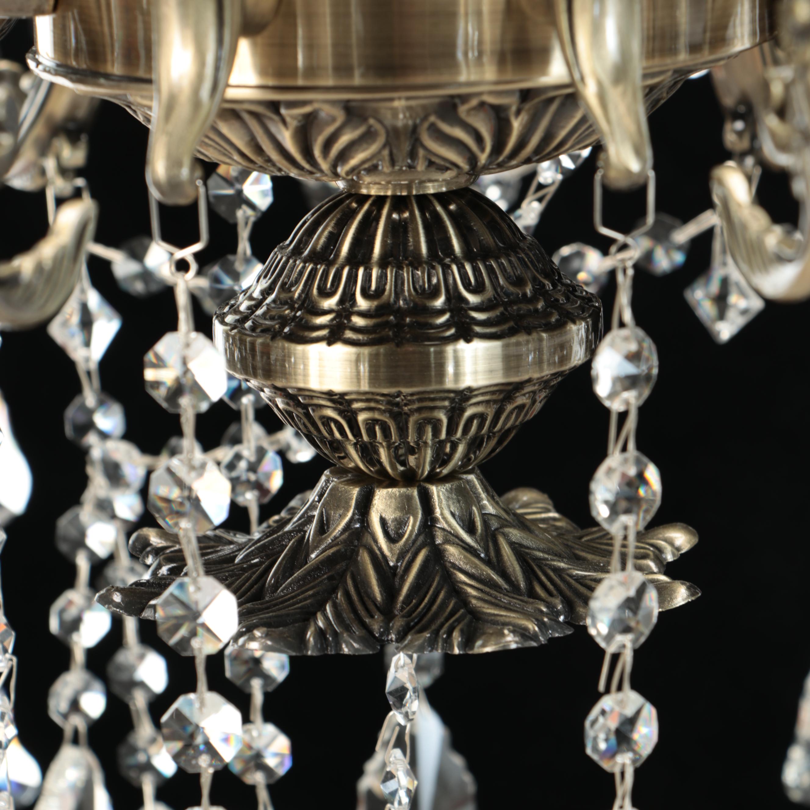 Baroque Revival Style Eight-Arm Metal and Crystal Chandelier