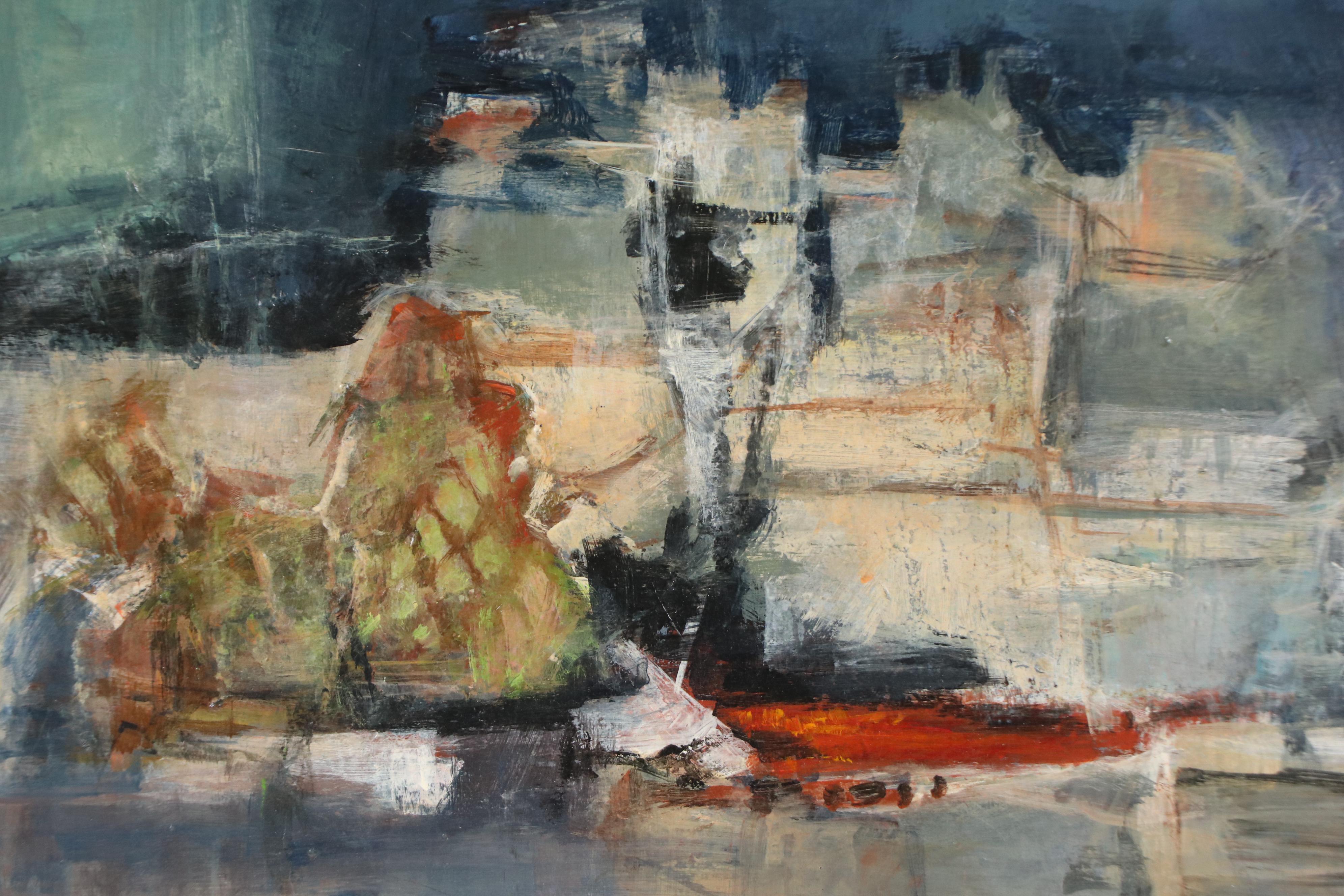 Colette Chauvin Oil Painting "Rivagé," Mid-20th Century