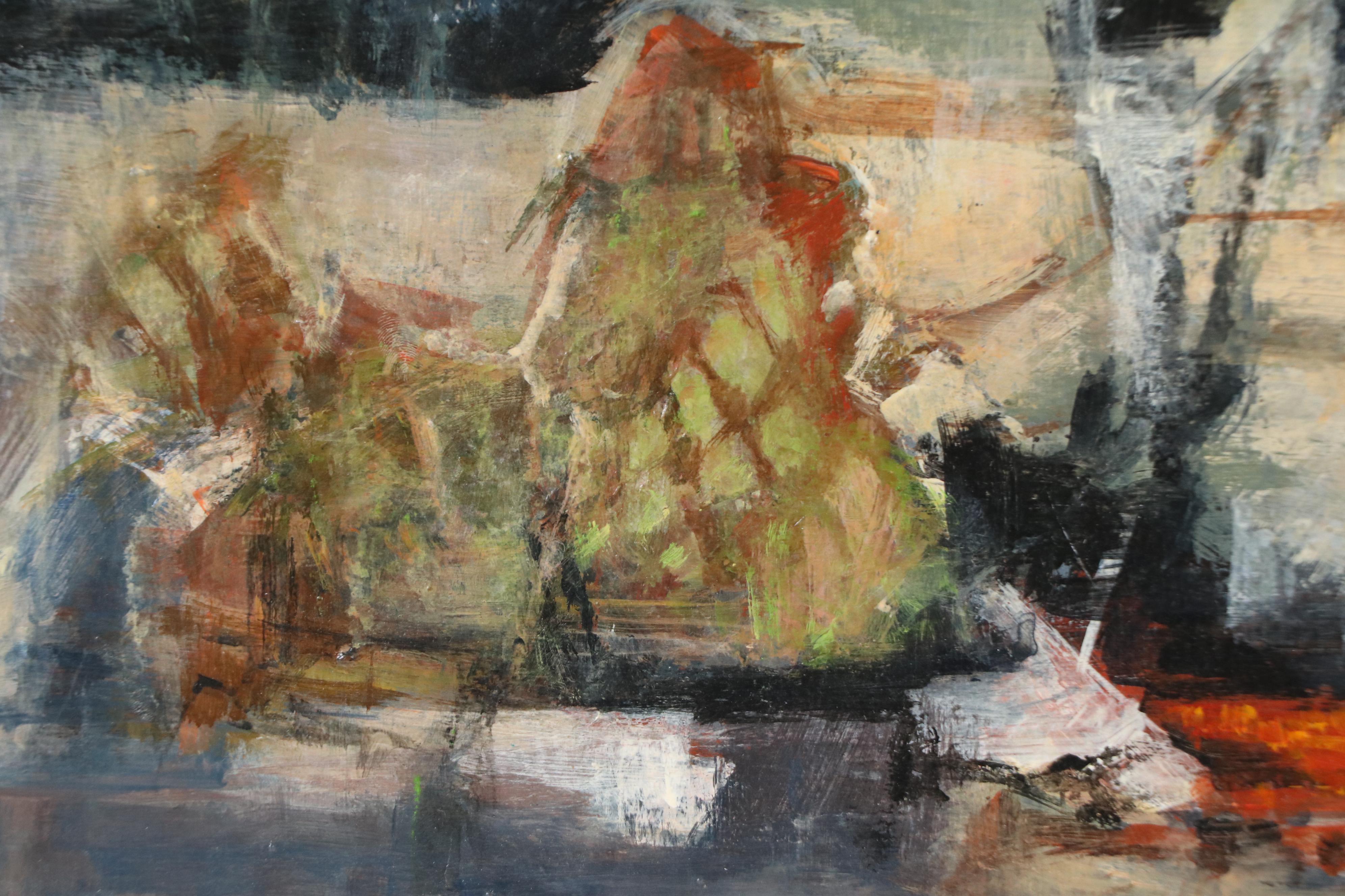 Colette Chauvin Oil Painting "Rivagé," Mid-20th Century