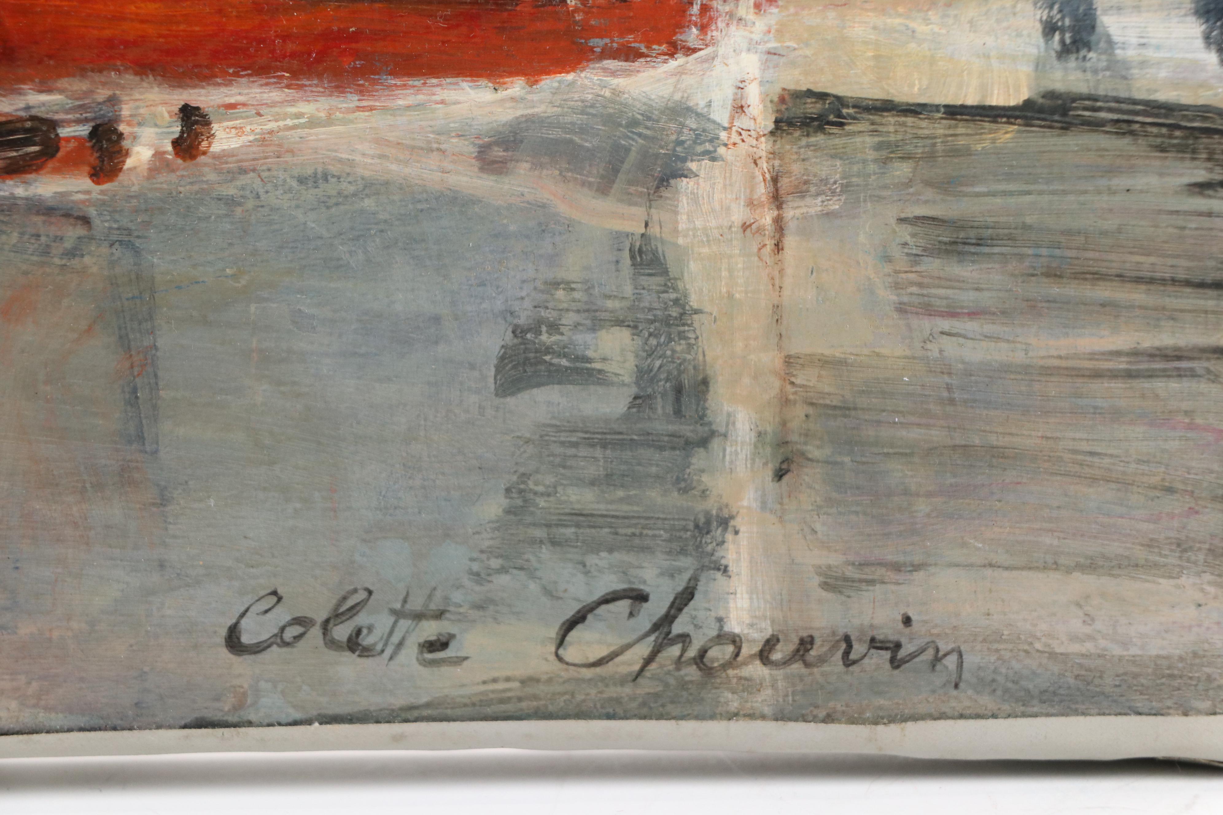 Colette Chauvin Oil Painting "Rivagé," Mid-20th Century