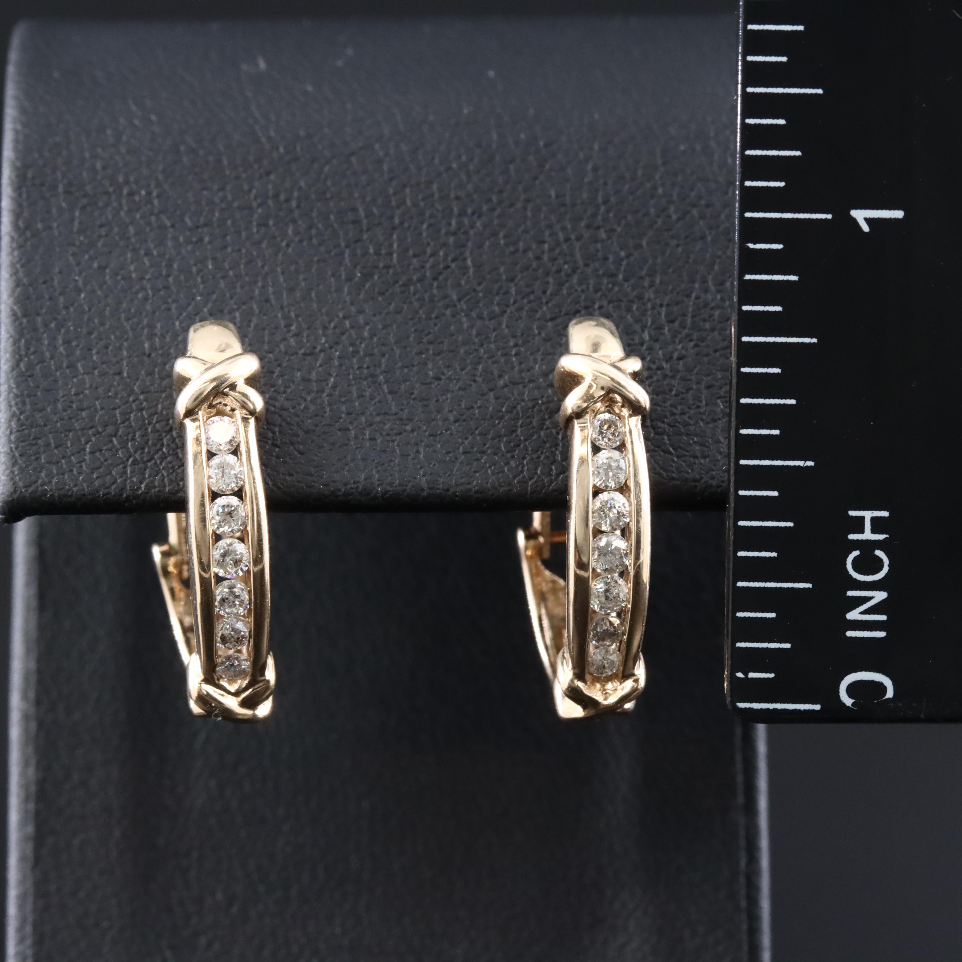 10K 0.50 CTW Diamond J Hoop Earrings