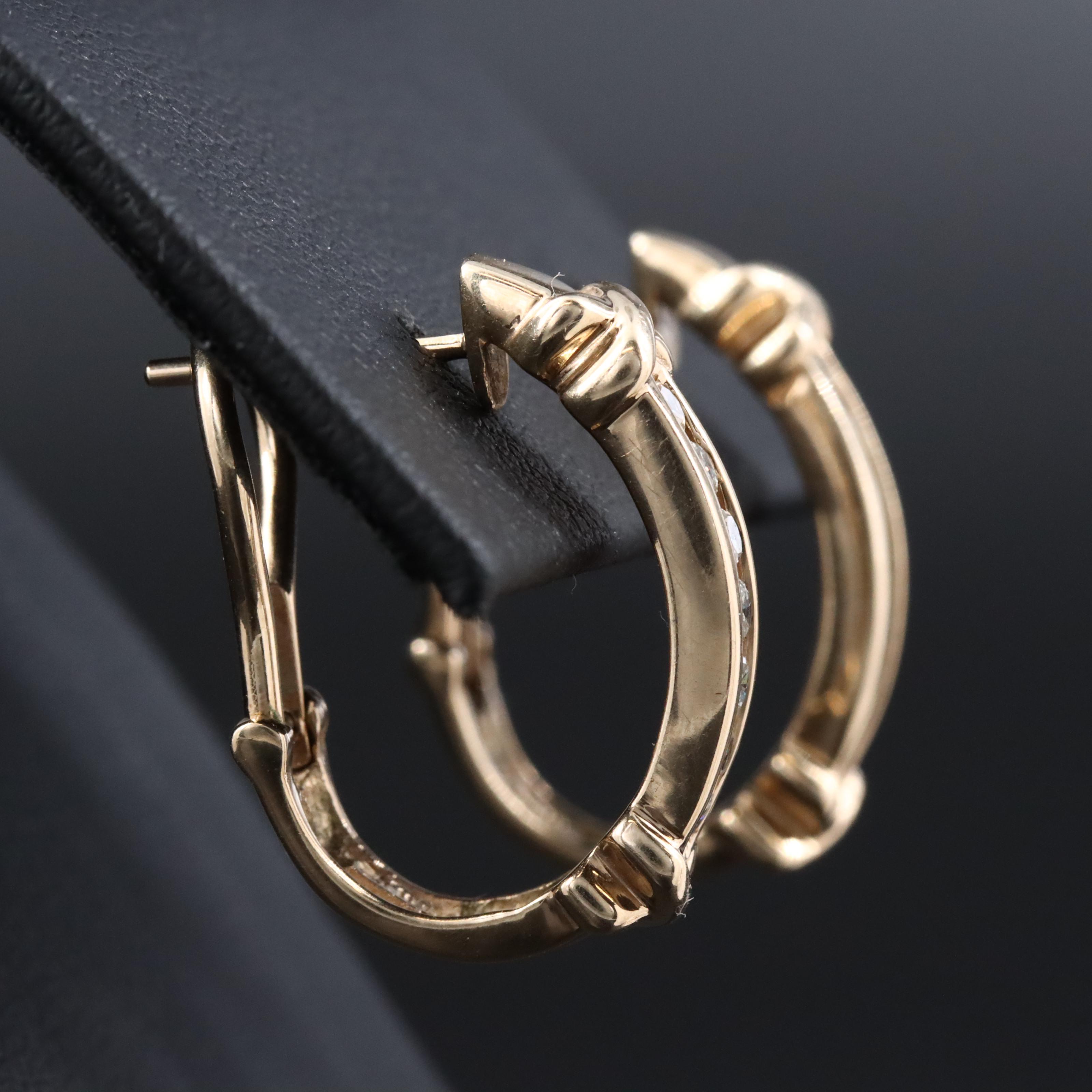 10K 0.50 CTW Diamond J Hoop Earrings