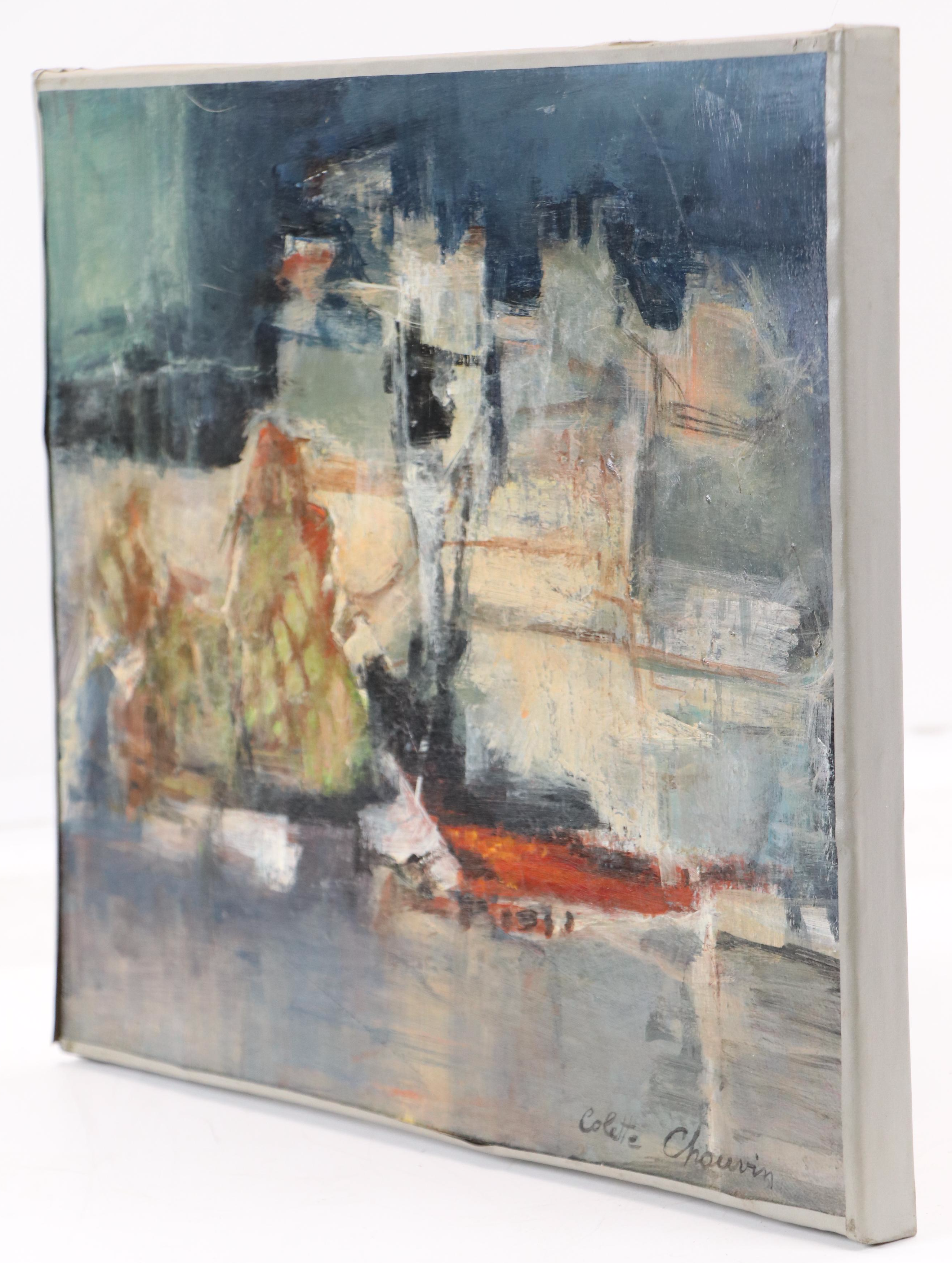 Colette Chauvin Oil Painting "Rivagé," Mid-20th Century