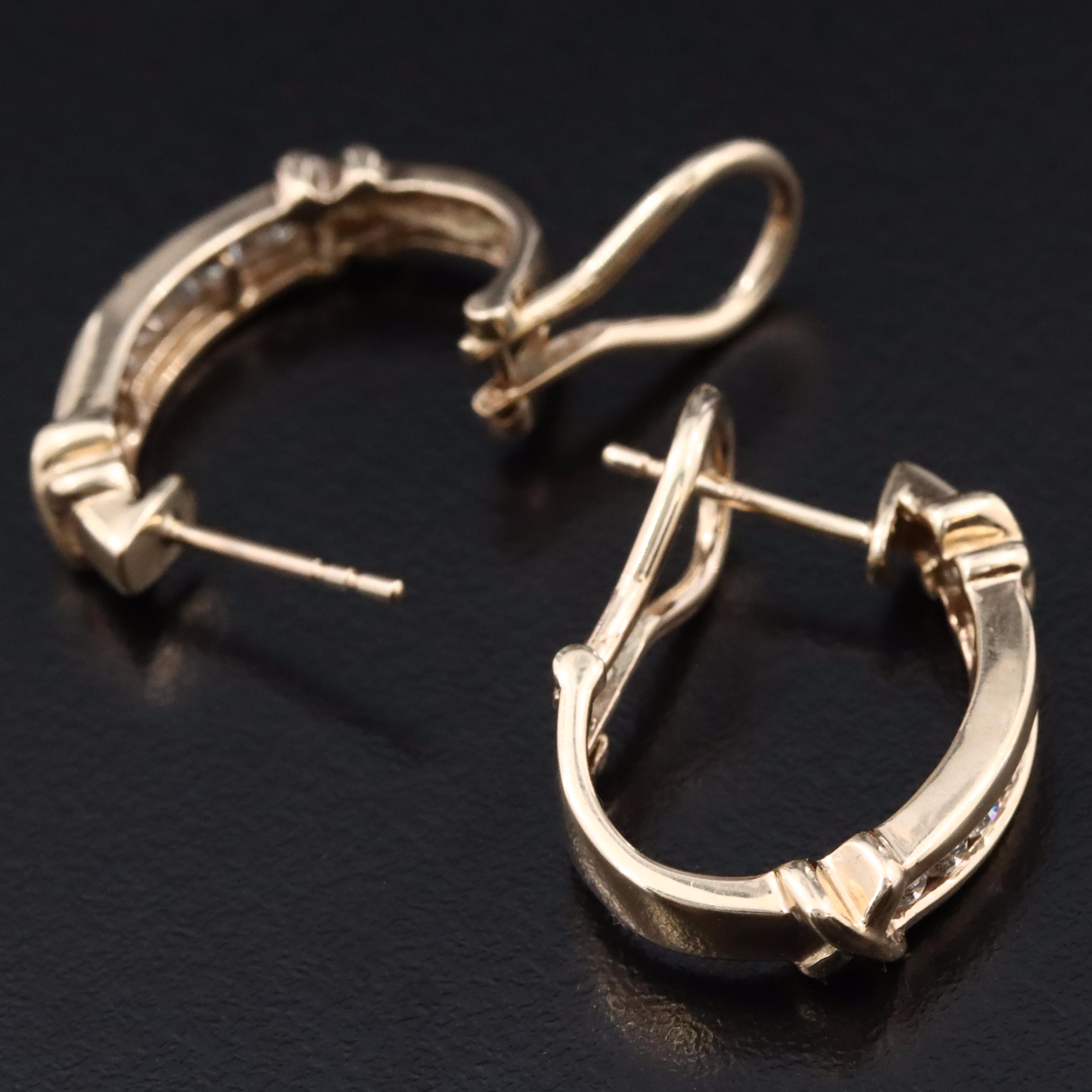 10K 0.50 CTW Diamond J Hoop Earrings