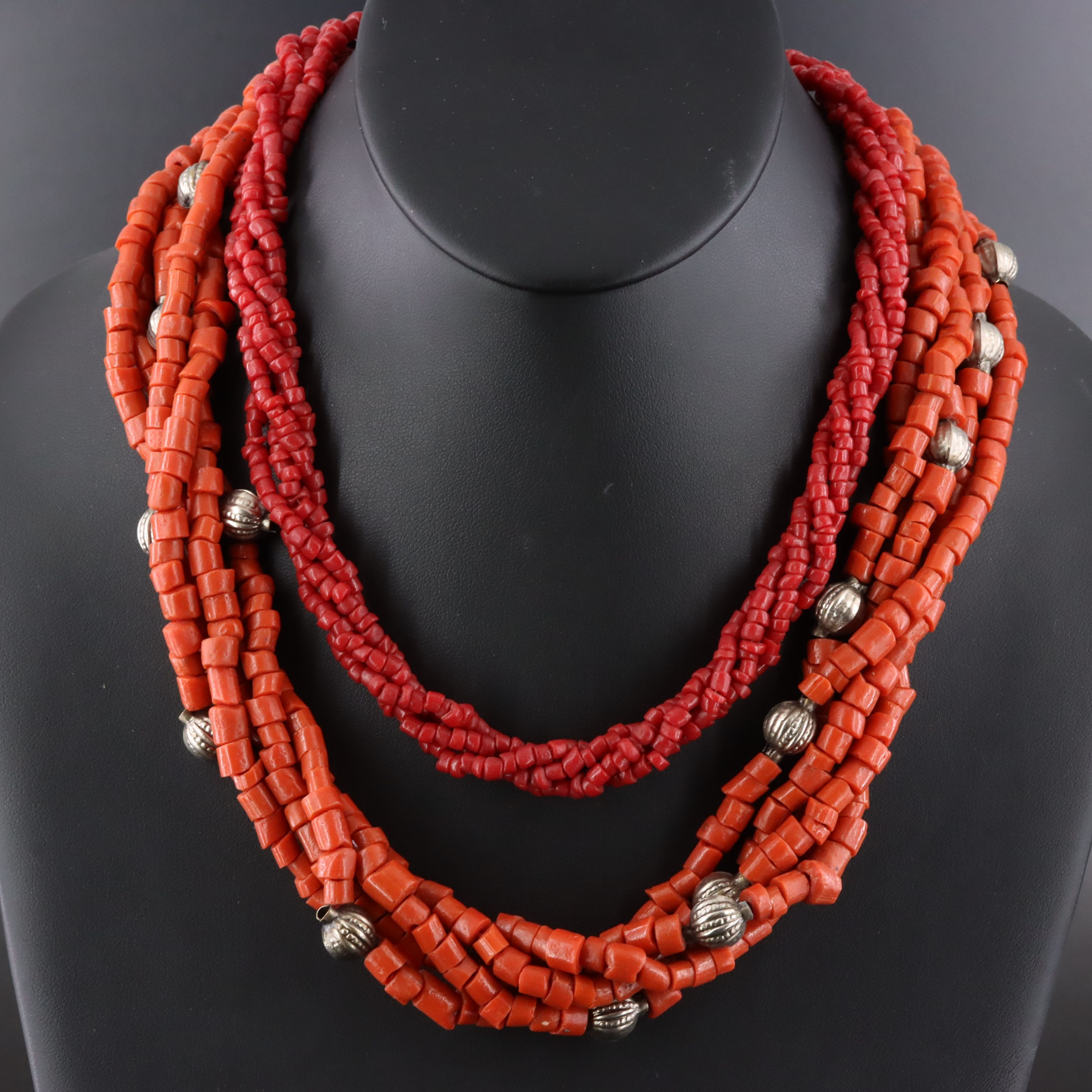 Imitation Coral Torsade Necklaces