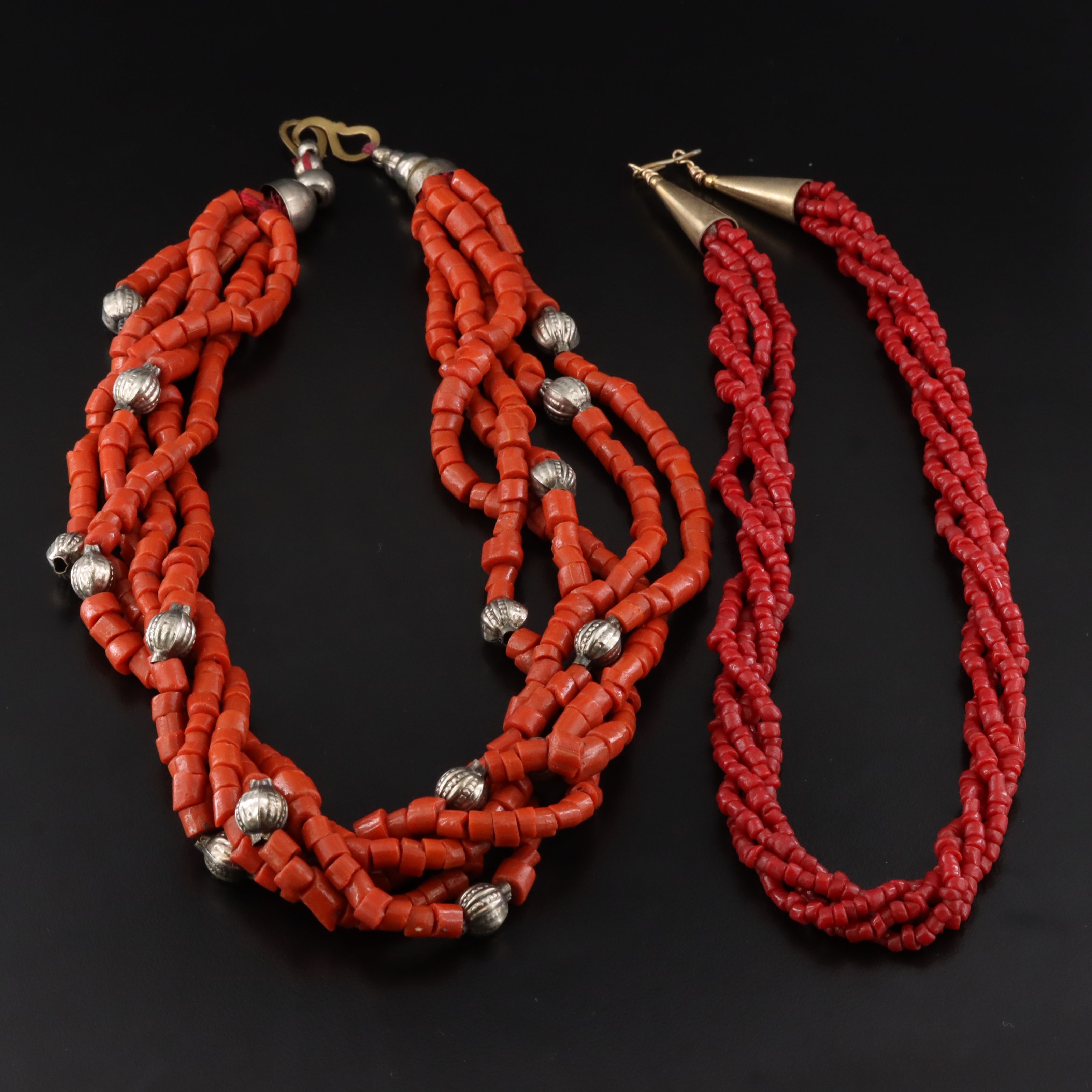 Imitation Coral Torsade Necklaces