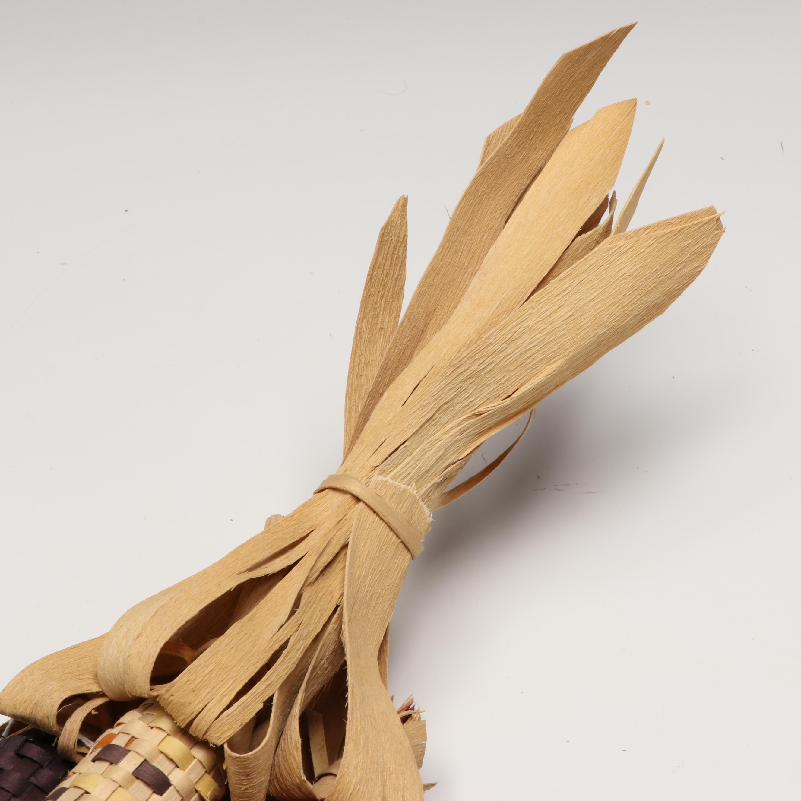 Sarah Turkey Odawa Woven Strawberry Vessel with Other Figural Basketry