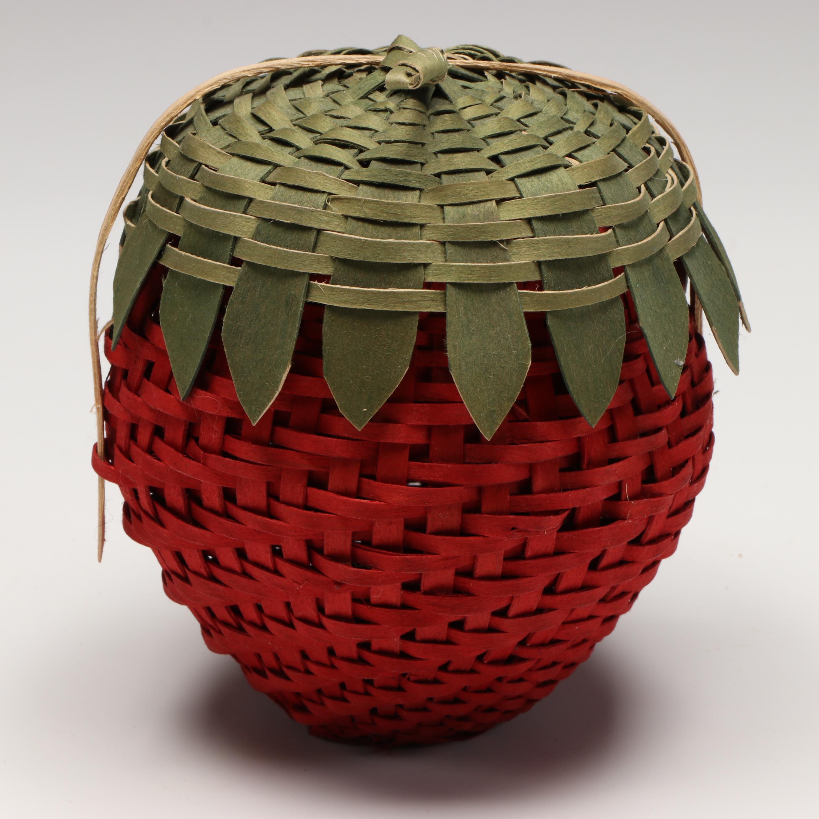 Sarah Turkey Odawa Woven Strawberry Vessel with Other Figural Basketry