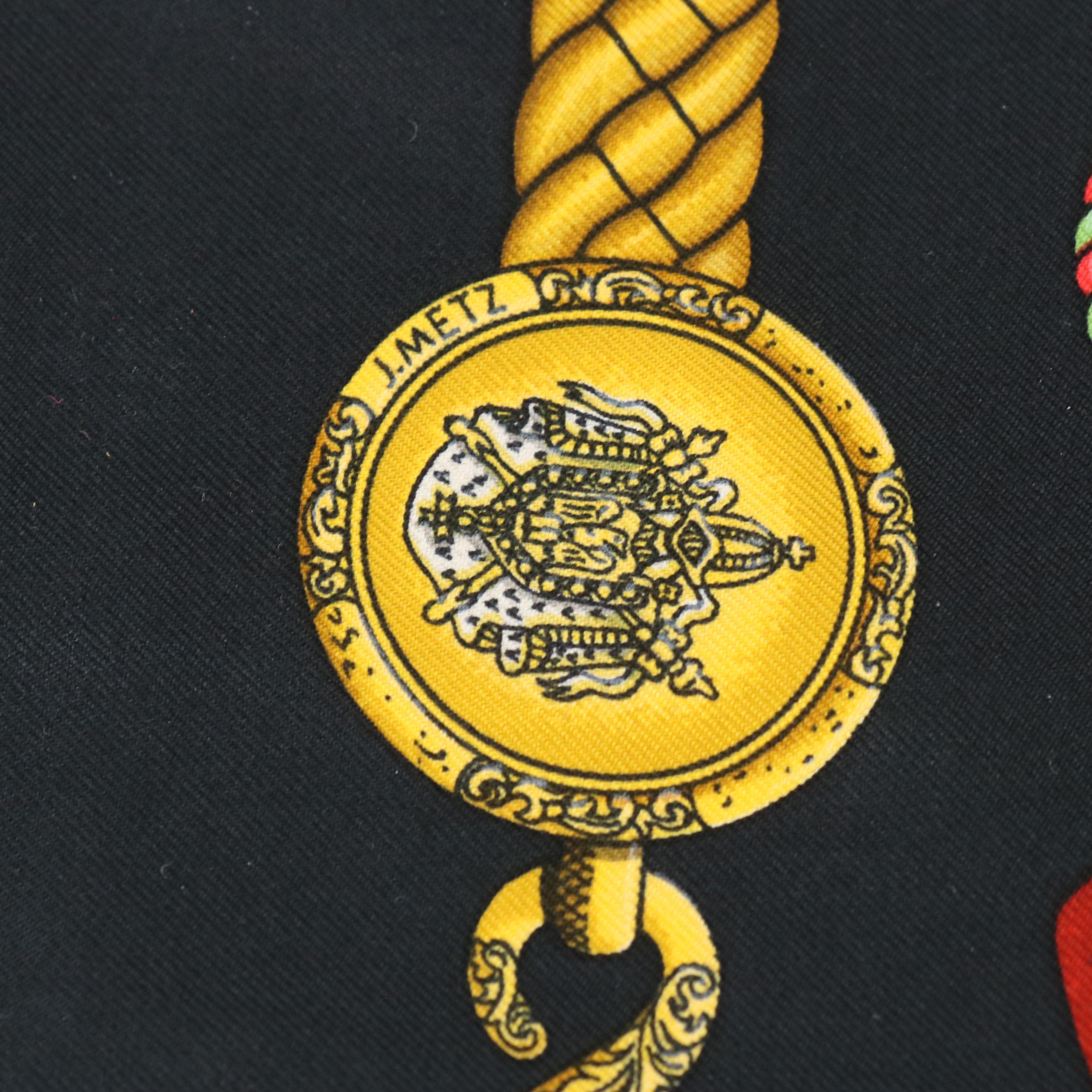 Hermès "Les Tambours" Scarf 90 in Silk Twill with Box