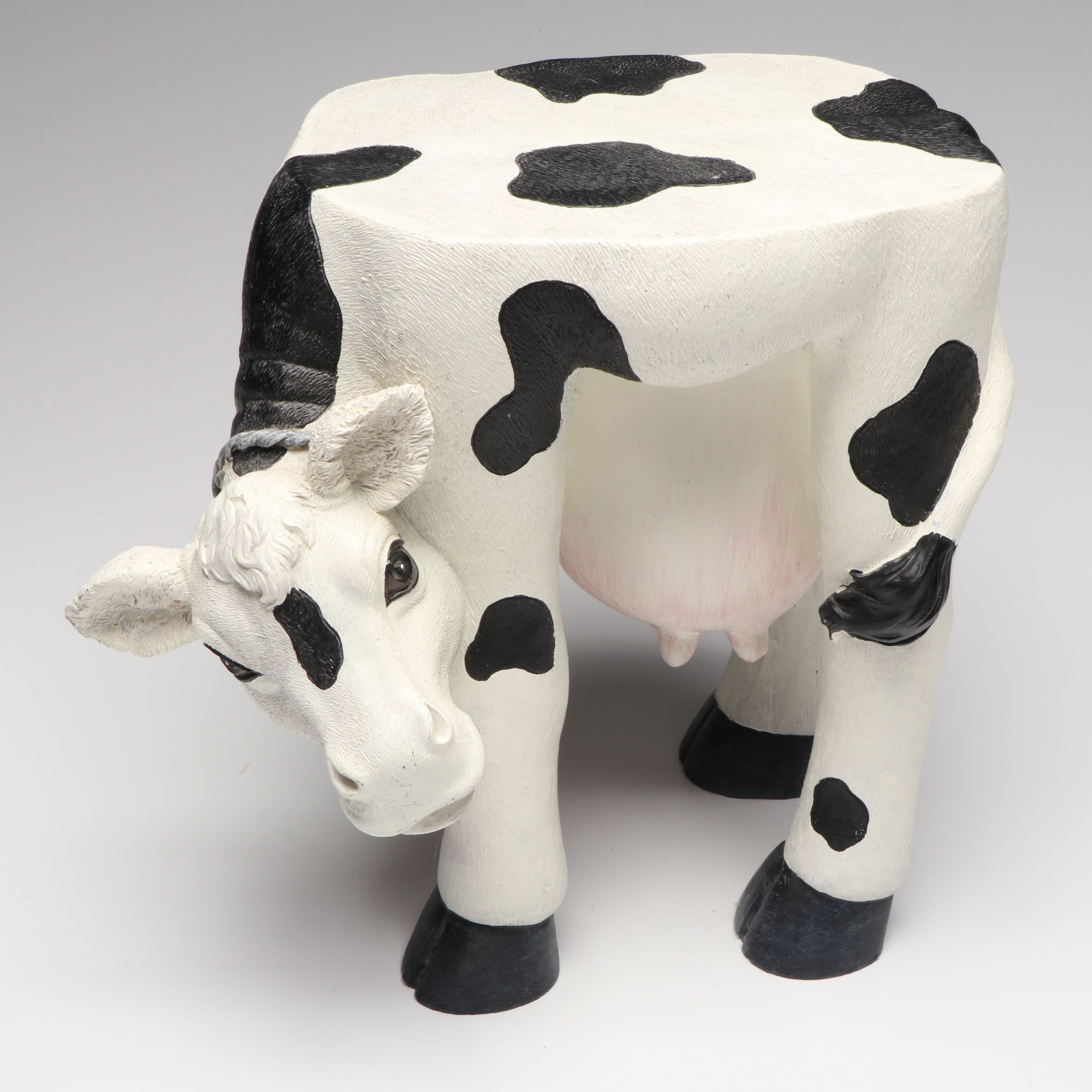 Toscano Cow Foot Stool with Horseshoe Cowboy Figure