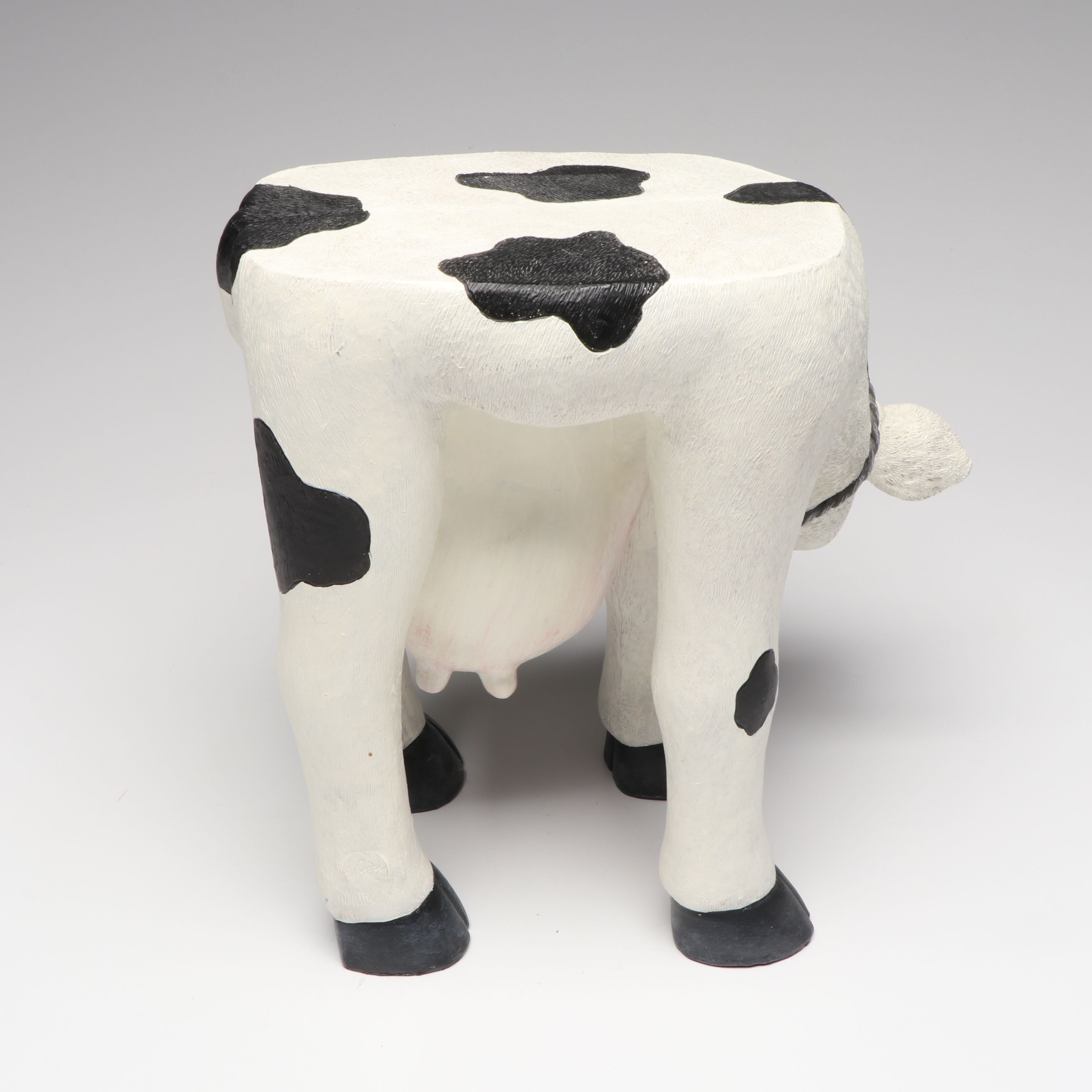Toscano Cow Foot Stool with Horseshoe Cowboy Figure