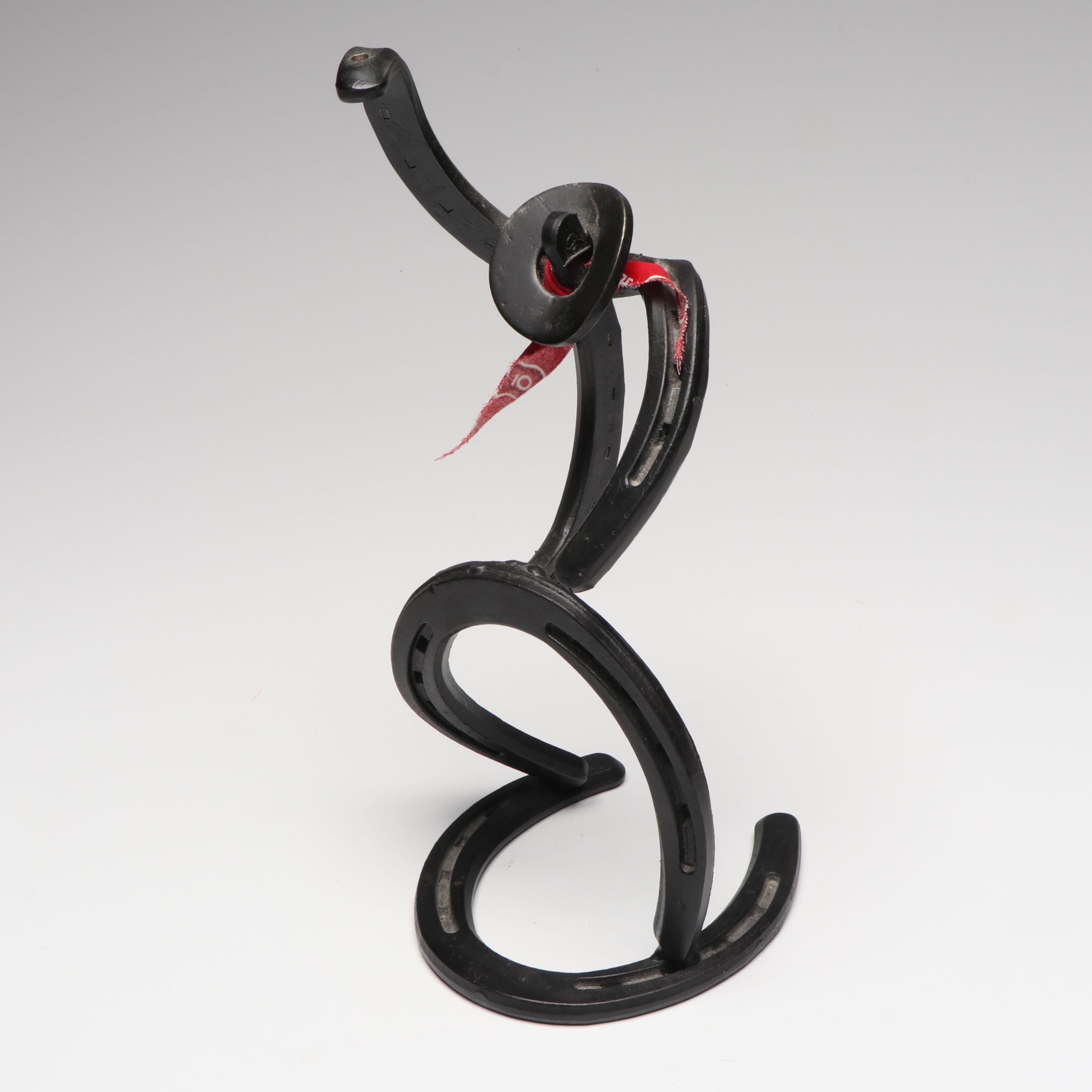 Toscano Cow Foot Stool with Horseshoe Cowboy Figure