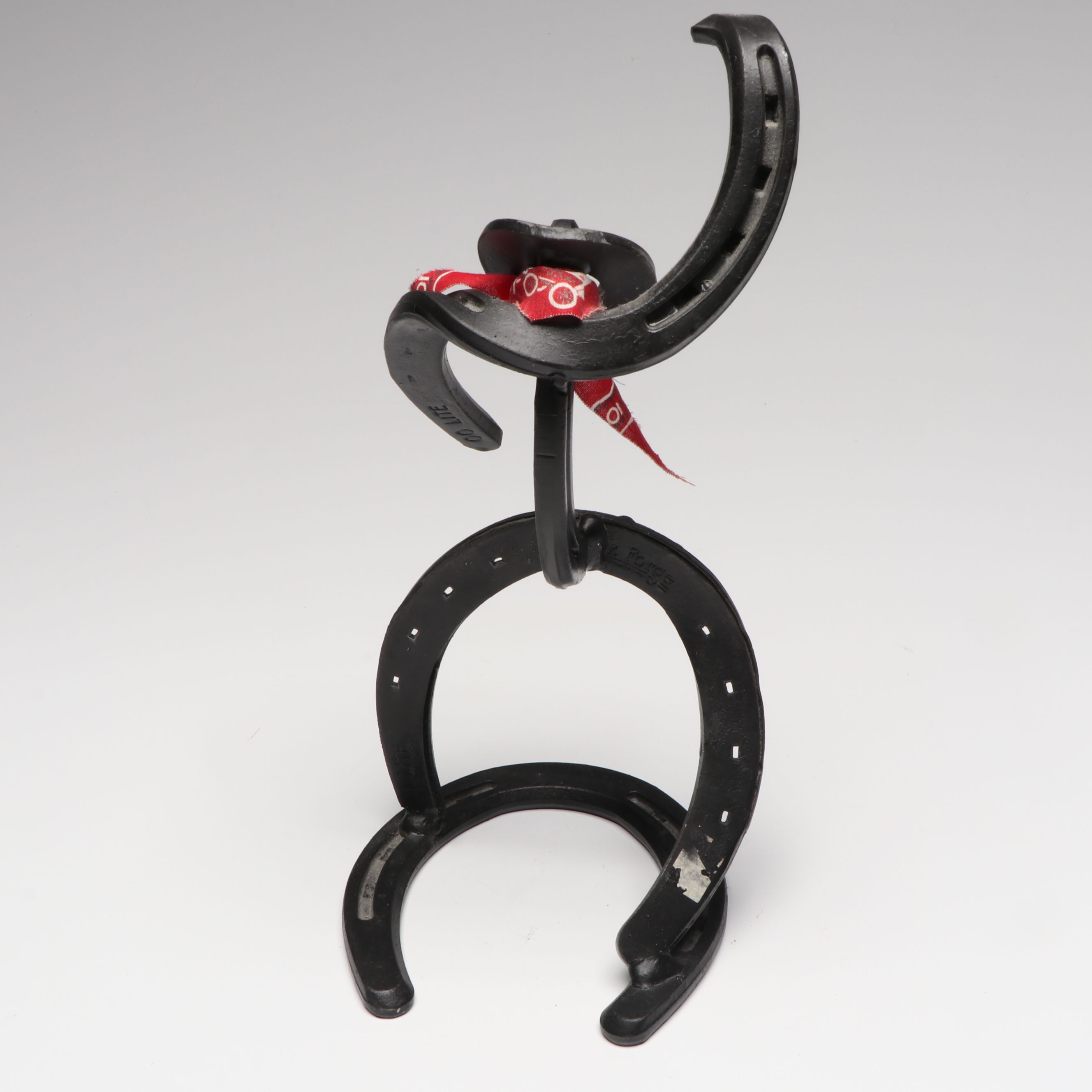 Toscano Cow Foot Stool with Horseshoe Cowboy Figure