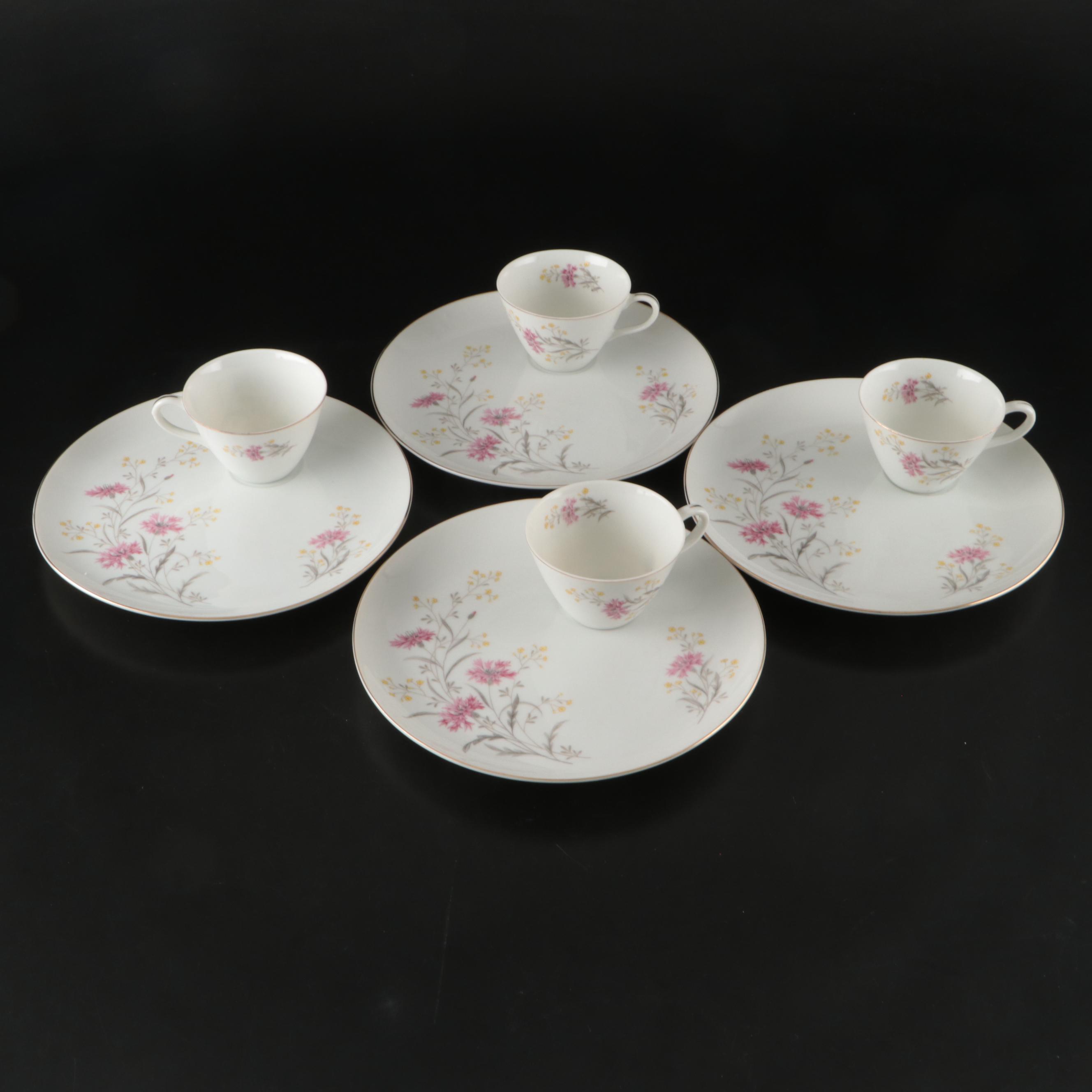 Vintage Floral Pattern Ceramic Snack Sets, Mid to Late 20th Century