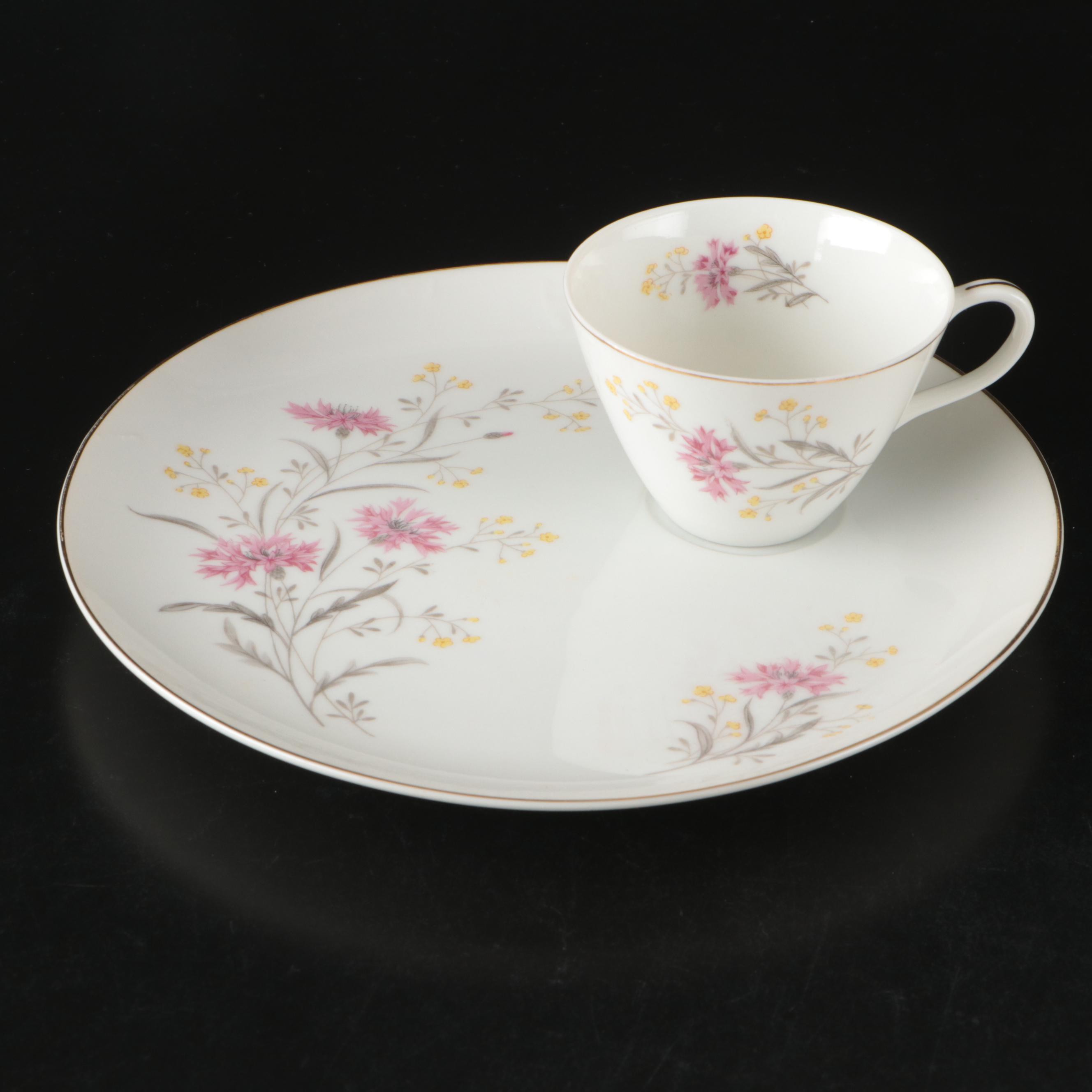Vintage Floral Pattern Ceramic Snack Sets, Mid to Late 20th Century