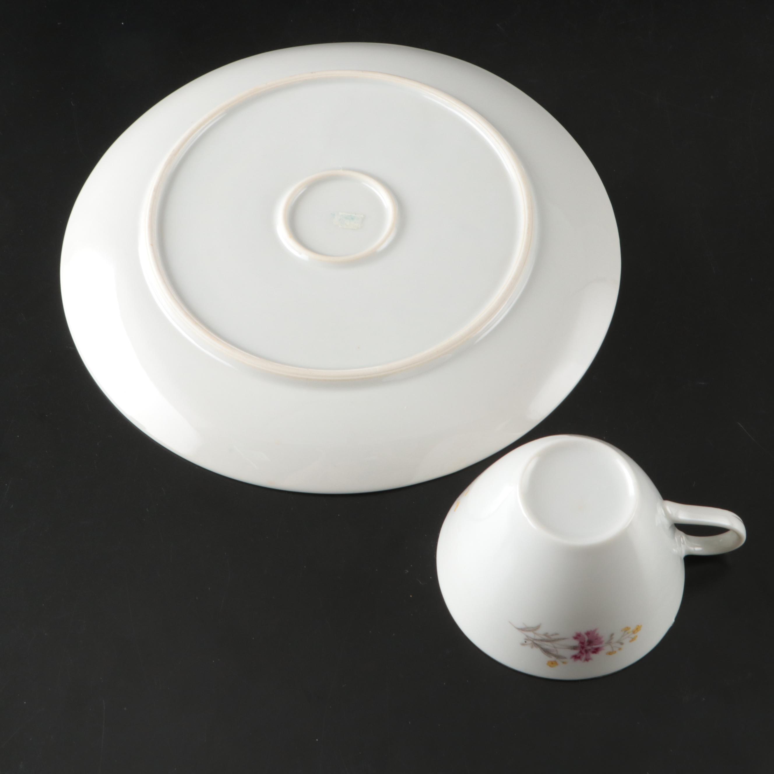 Vintage Floral Pattern Ceramic Snack Sets, Mid to Late 20th Century