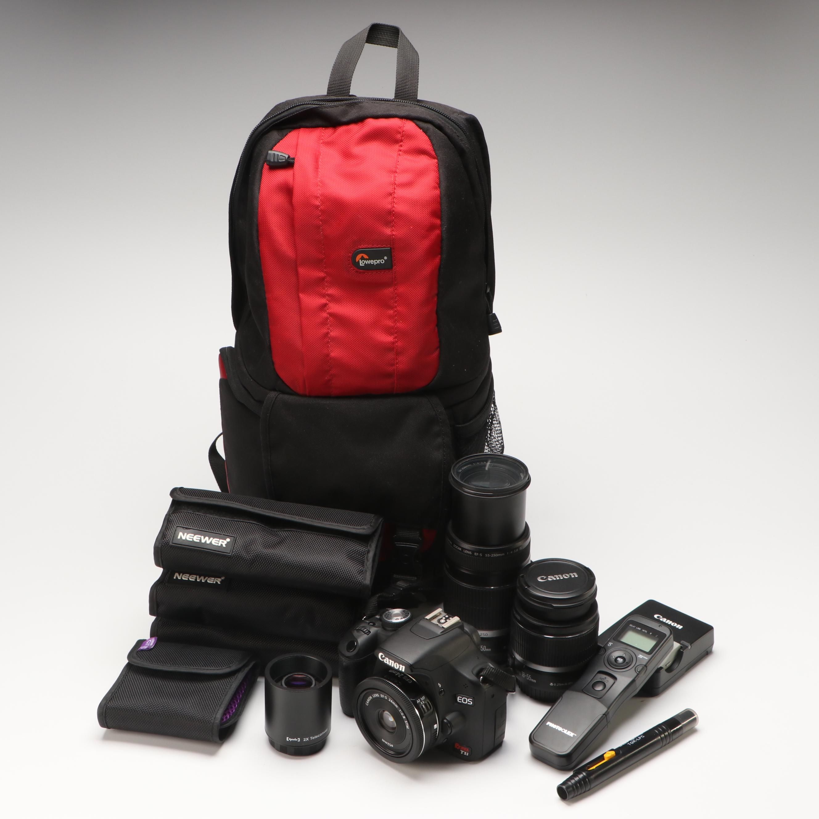 Canon Rebel T1i with Camera Bag and Accessories
