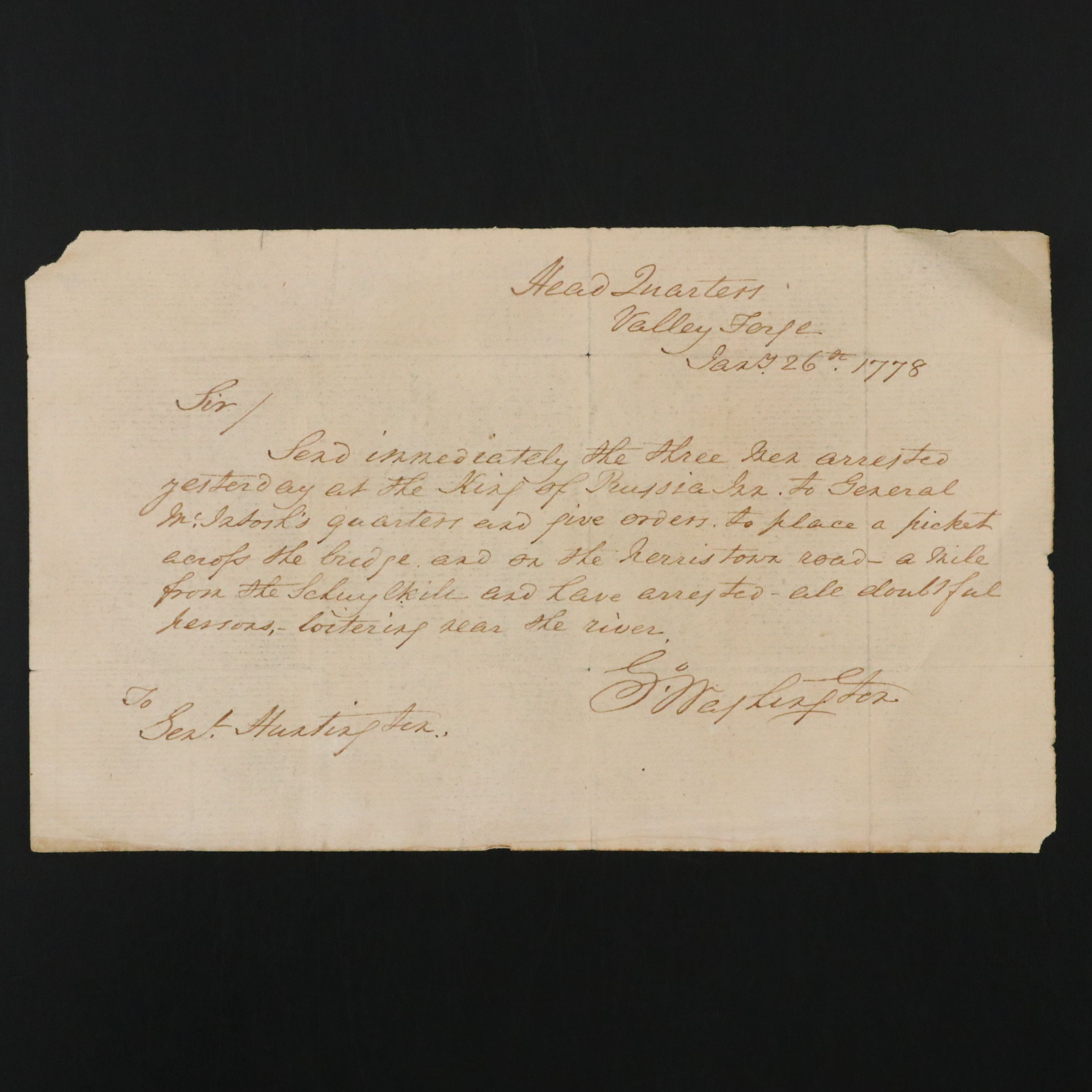 Robert Spring Forged George Washington Letter, Early to Mid-19th Century