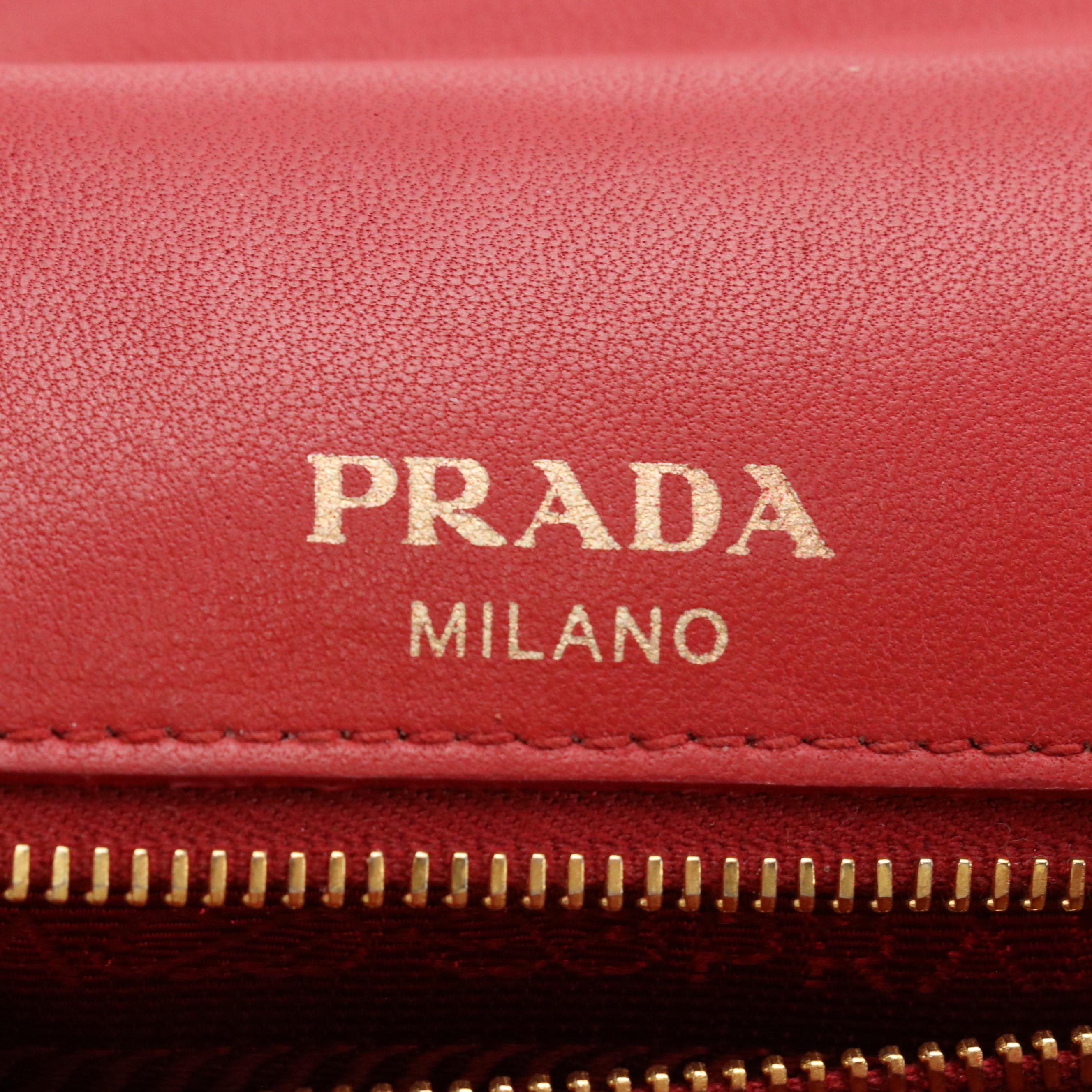 Prada Chain Strap Crossbody Bag in Red Gauffré Leather