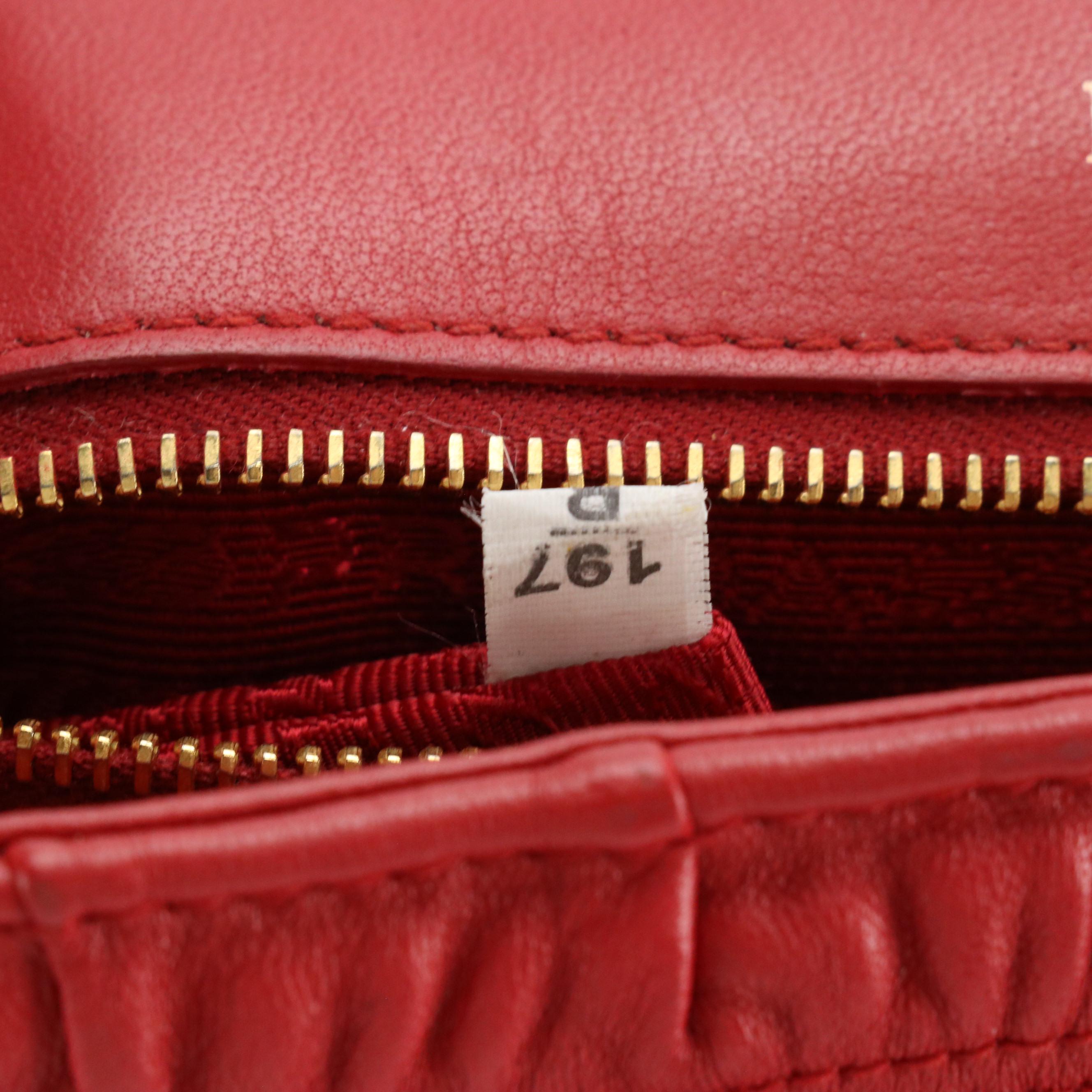 Prada Chain Strap Crossbody Bag in Red Gauffré Leather