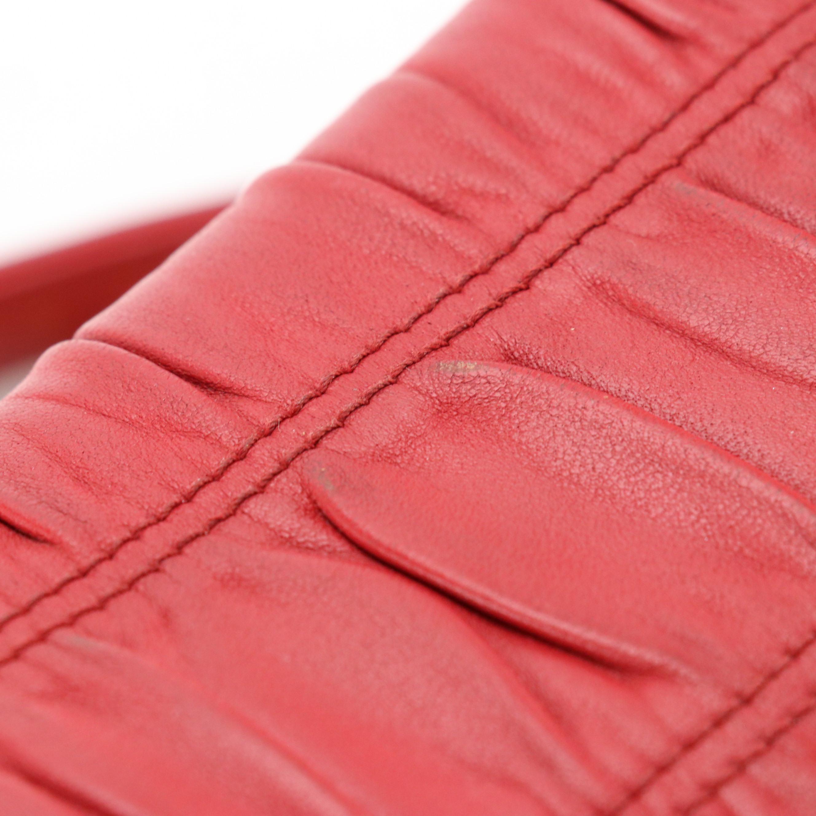 Prada Chain Strap Crossbody Bag in Red Gauffré Leather