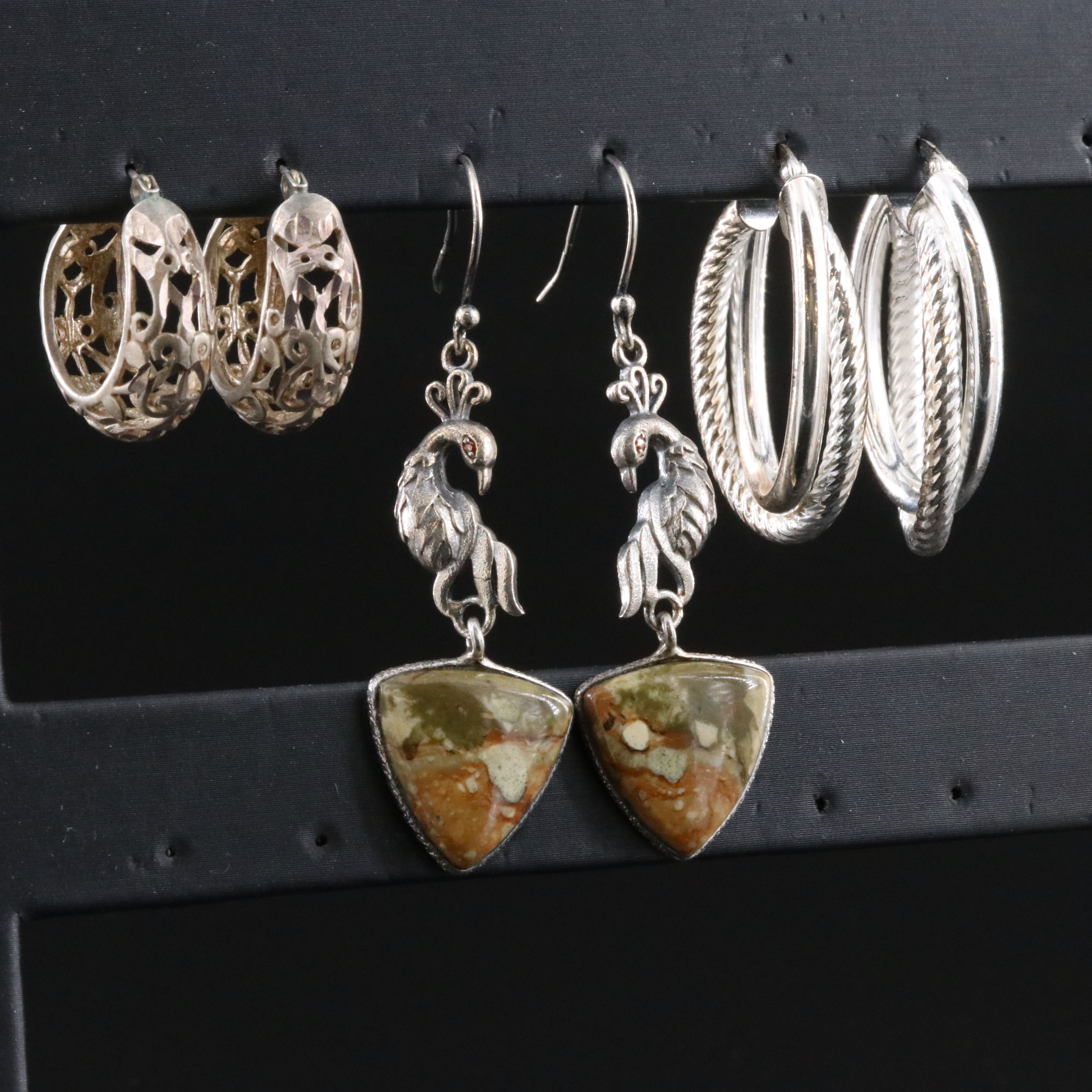 Sterling Earring Collection Featuring Jasper