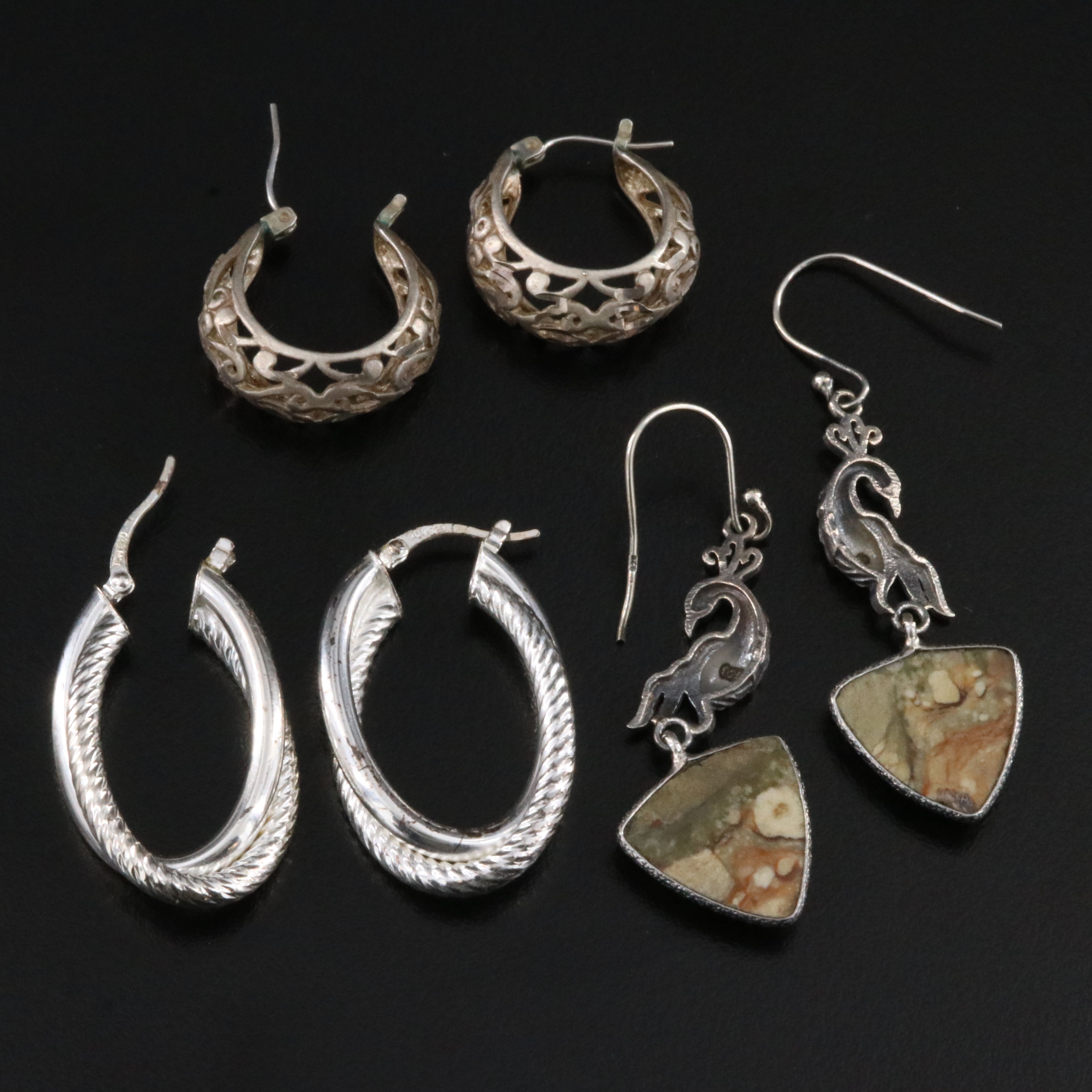 Sterling Earring Collection Featuring Jasper