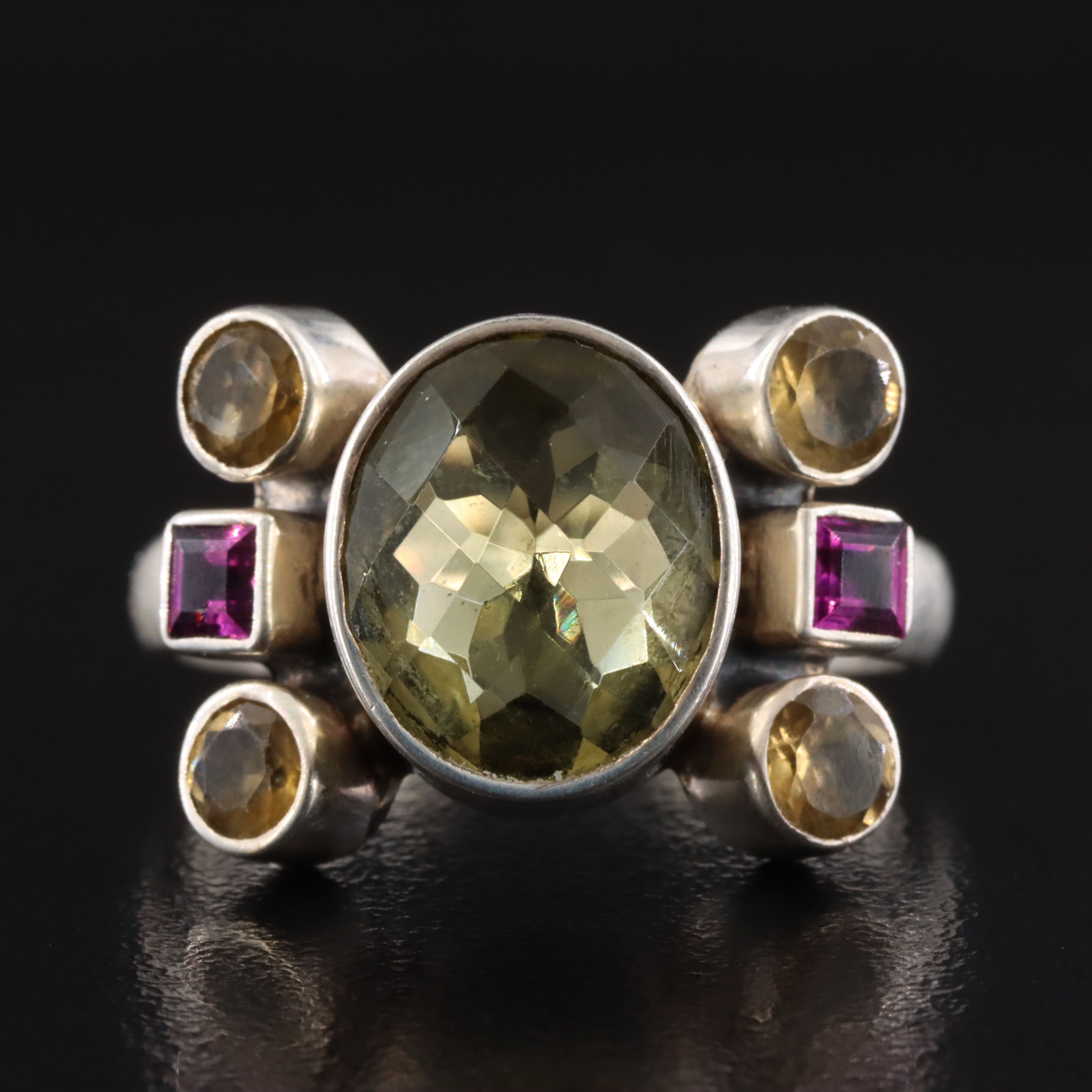 Nicky Butler Sterling Citrine and Garnet Ring