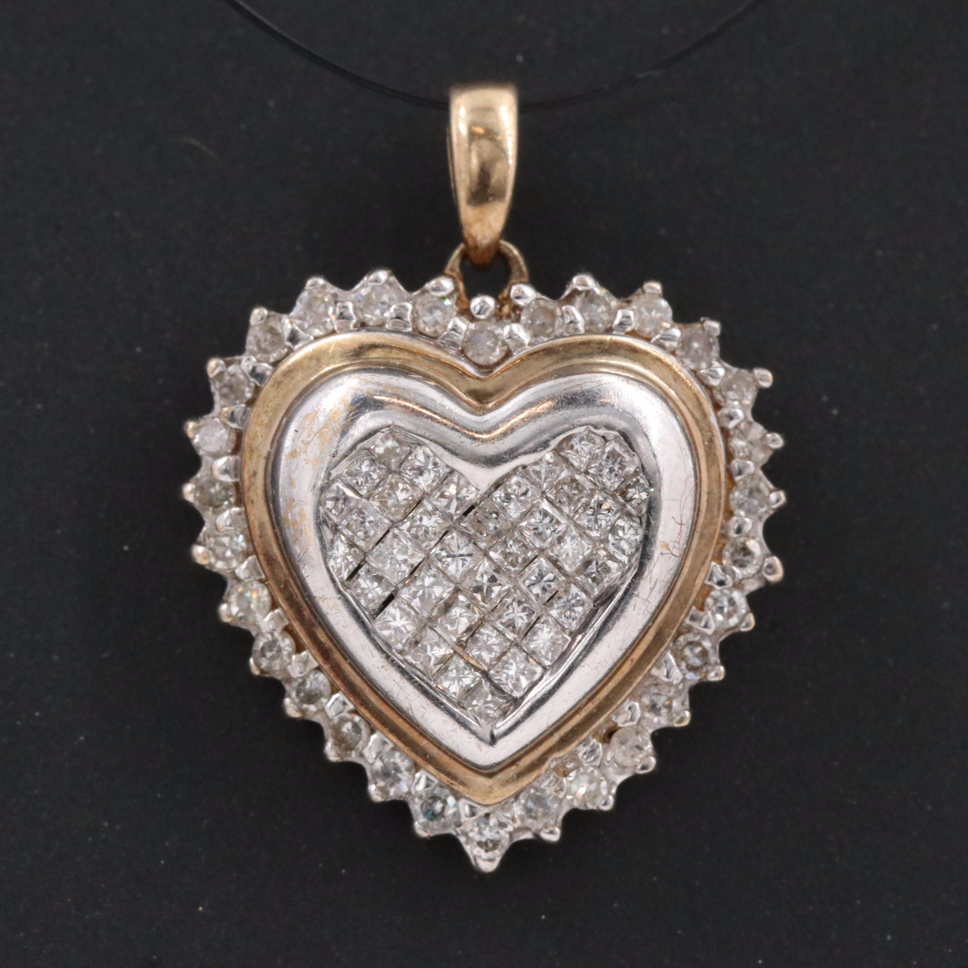 10K 0.53 CTW Diamond Heart Pendant