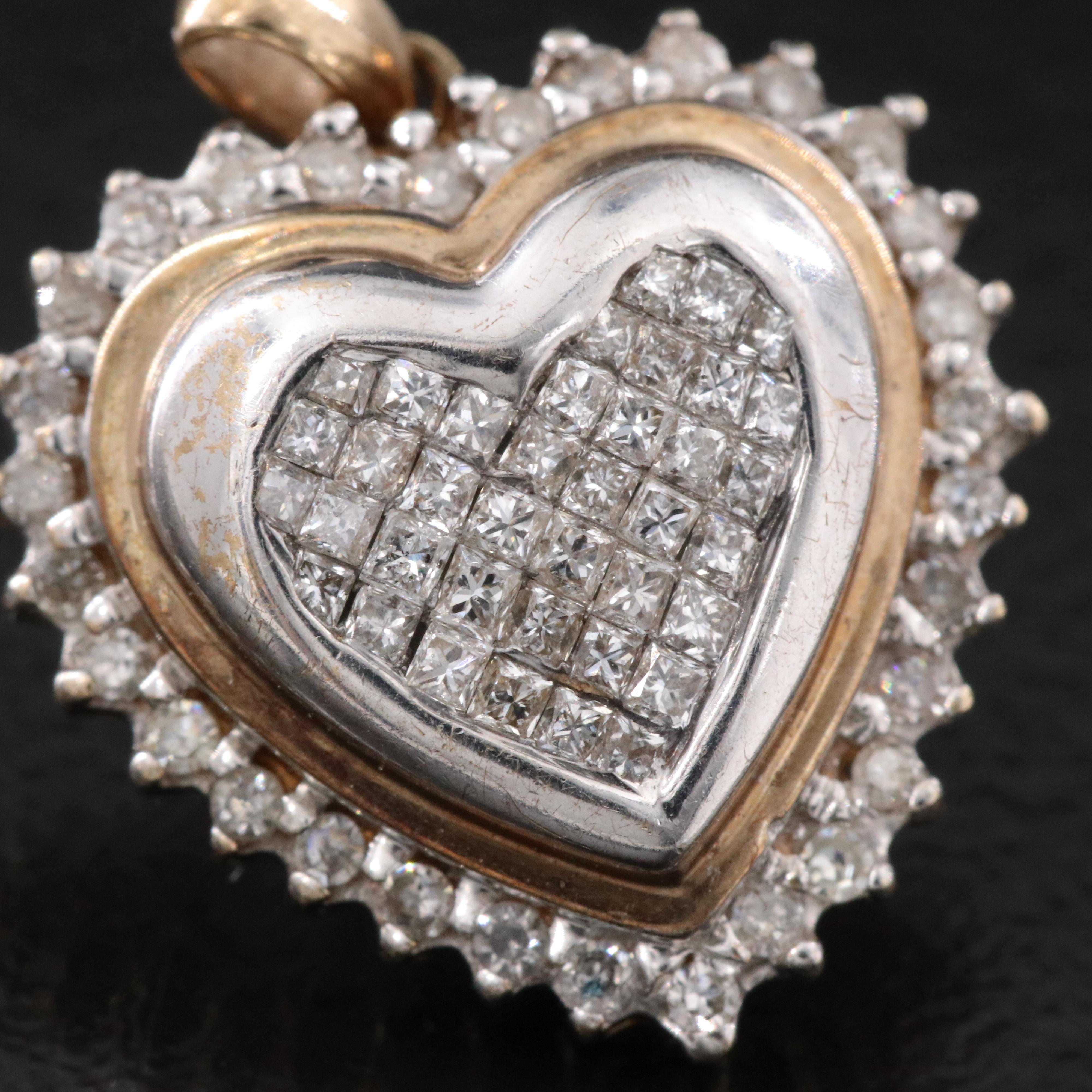 10K 0.53 CTW Diamond Heart Pendant