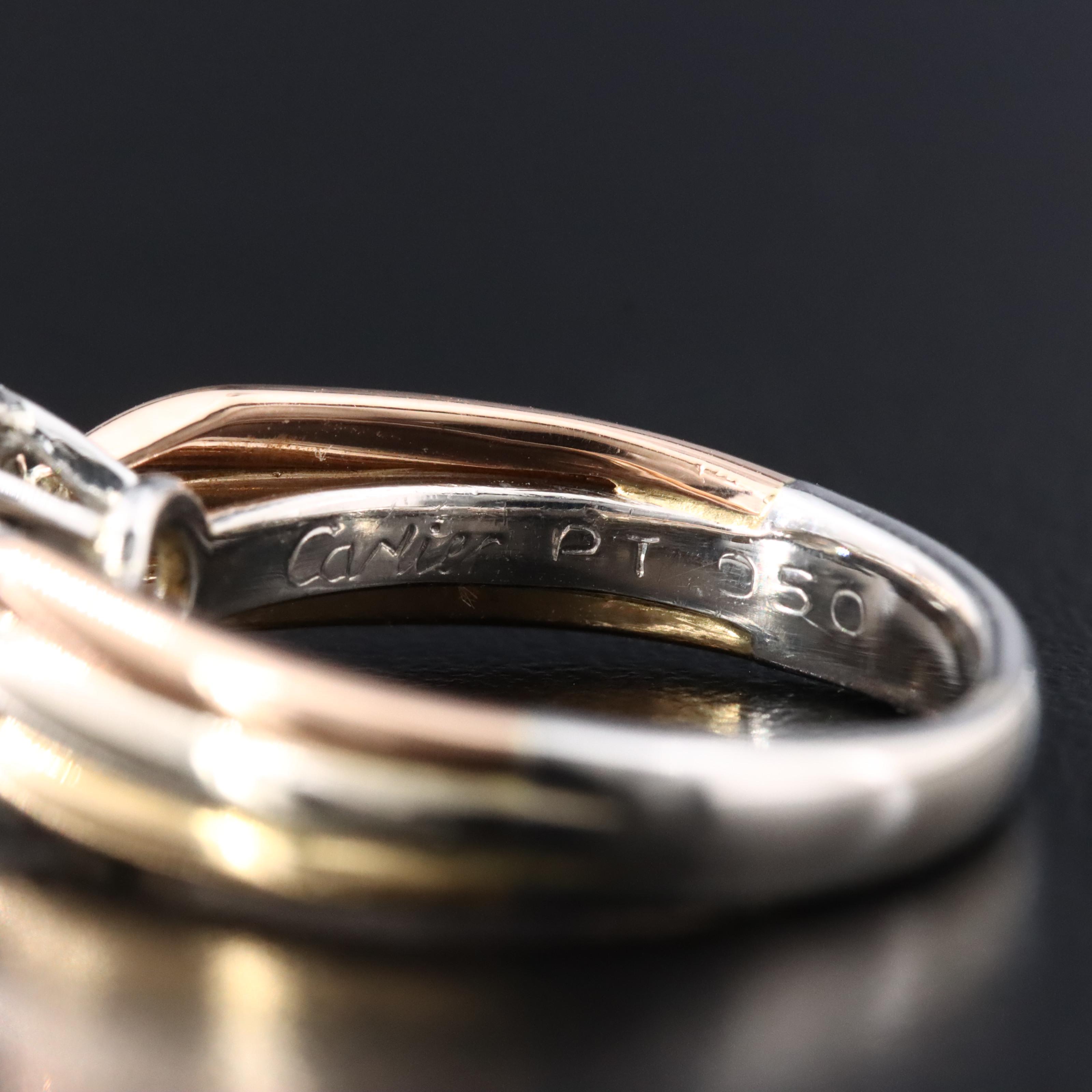 Cartier Trinity Platinum and 18K 1.31 CT Diamond Solitaire Ring with GIA Cert