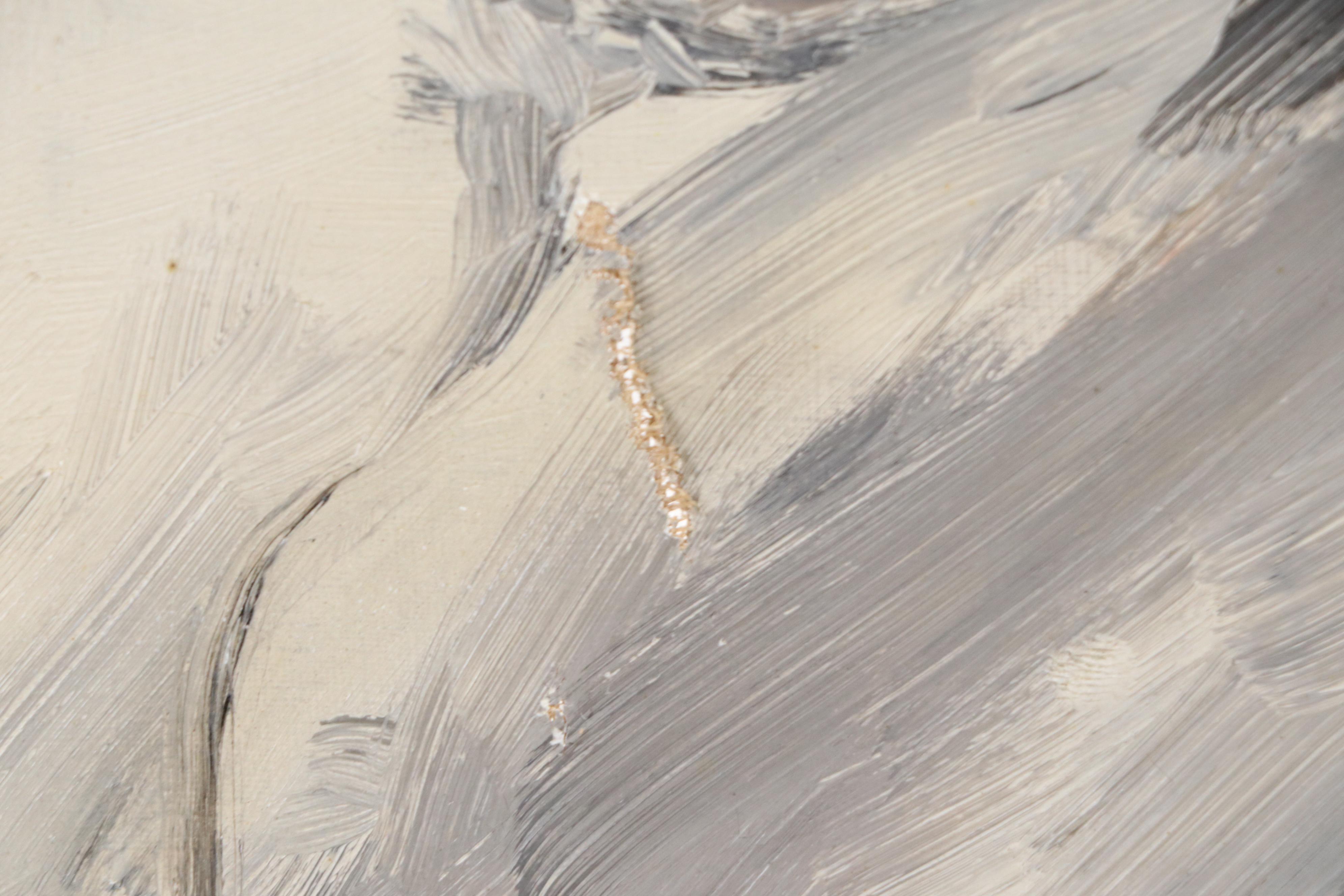 Oil Painting of Narrative Scene with Four Figures, Mid-20th Century