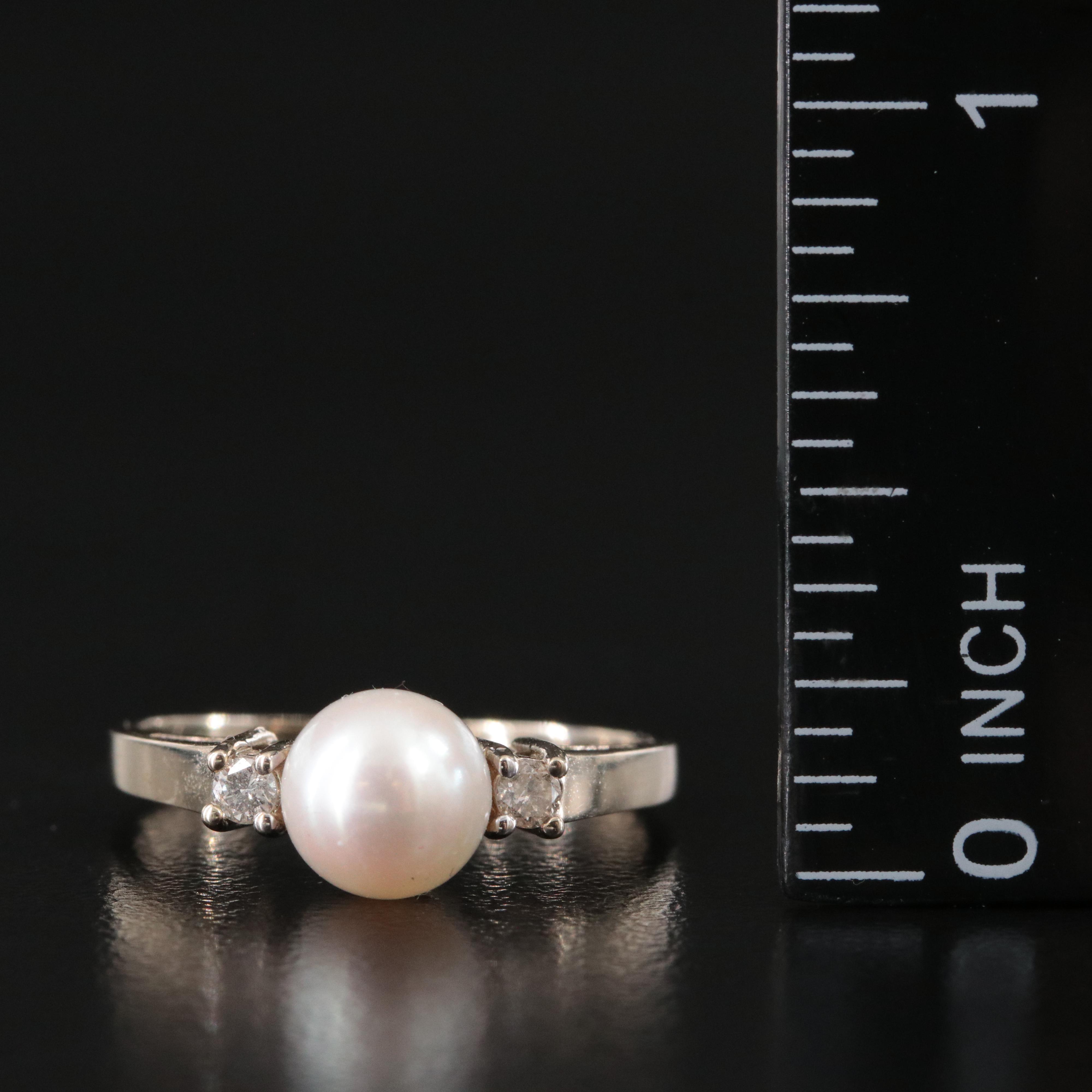 14K Pearl and Diamond Ring