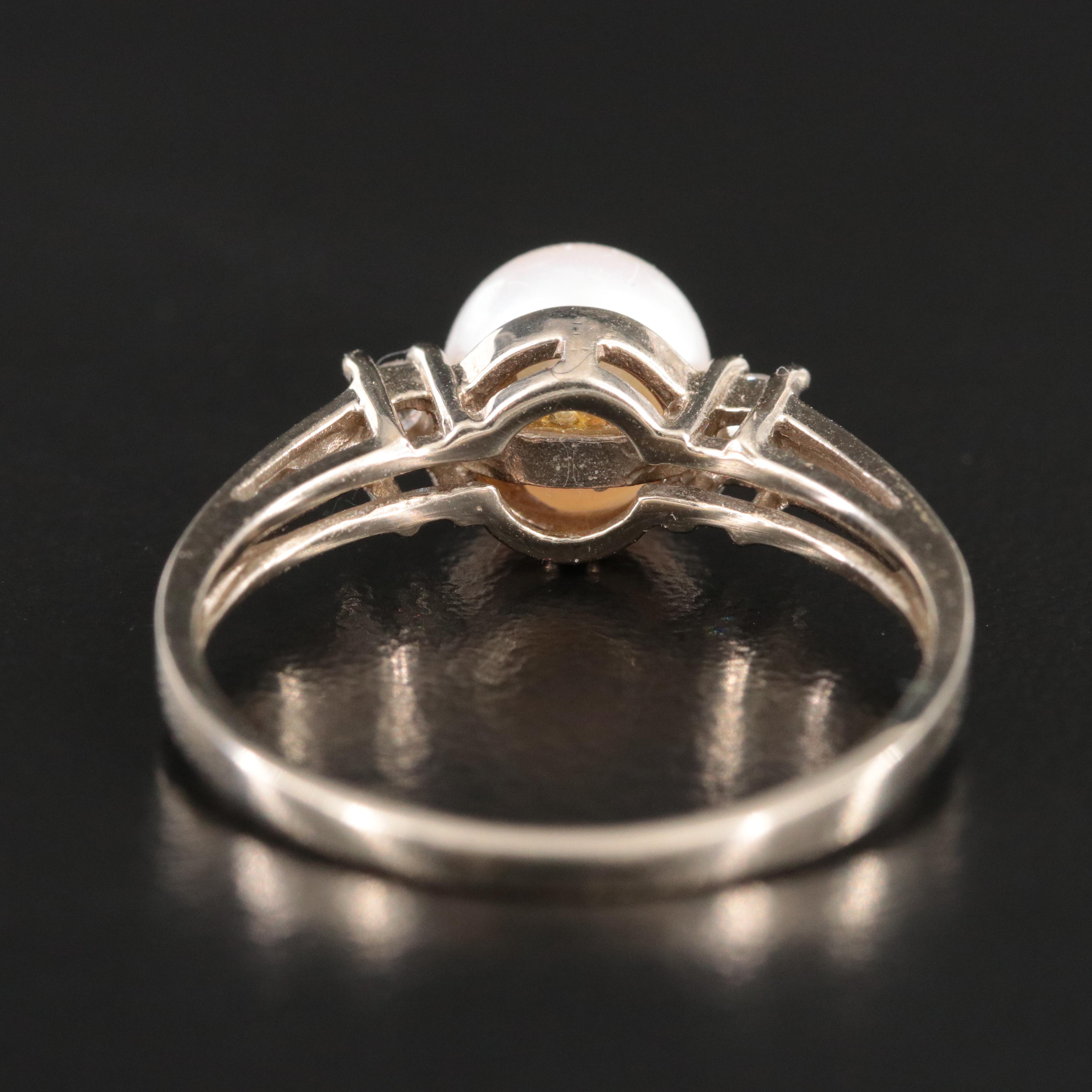 14K Pearl and Diamond Ring