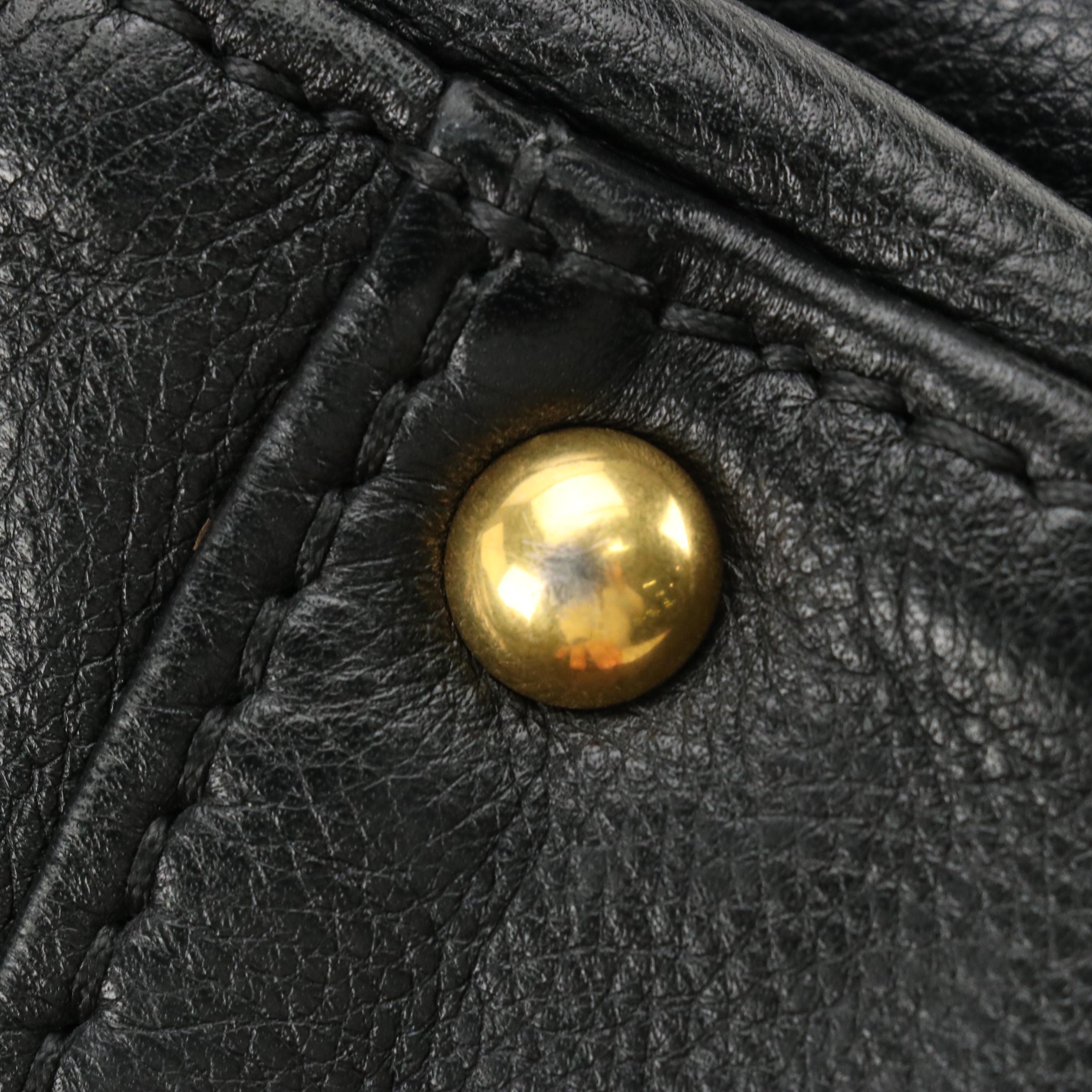 Miu Miu Double Zip Two-Way Tote in Black Grained Calfskin Leather