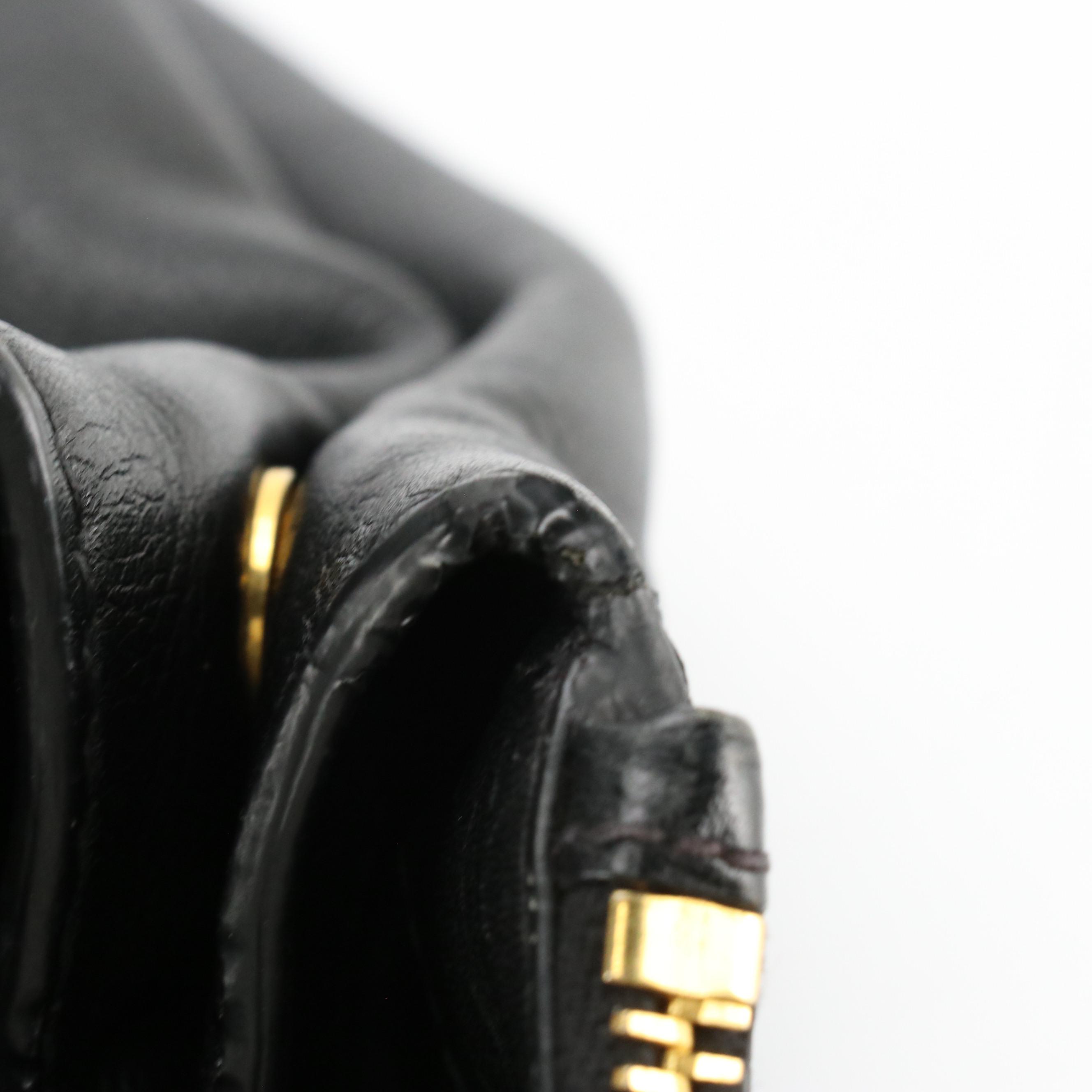 Miu Miu Double Zip Two-Way Tote in Black Grained Calfskin Leather